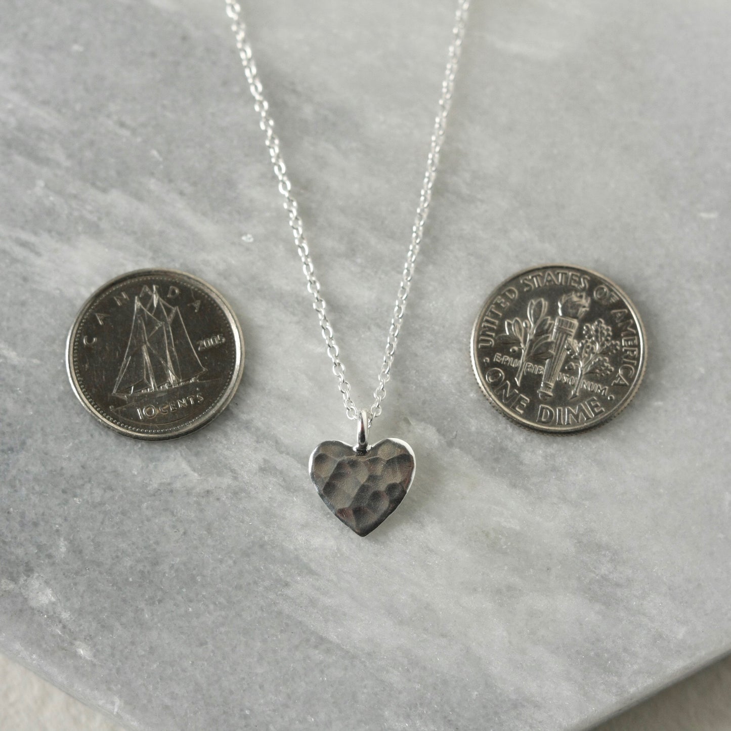 Sterling Silver Hammered Heart Necklace