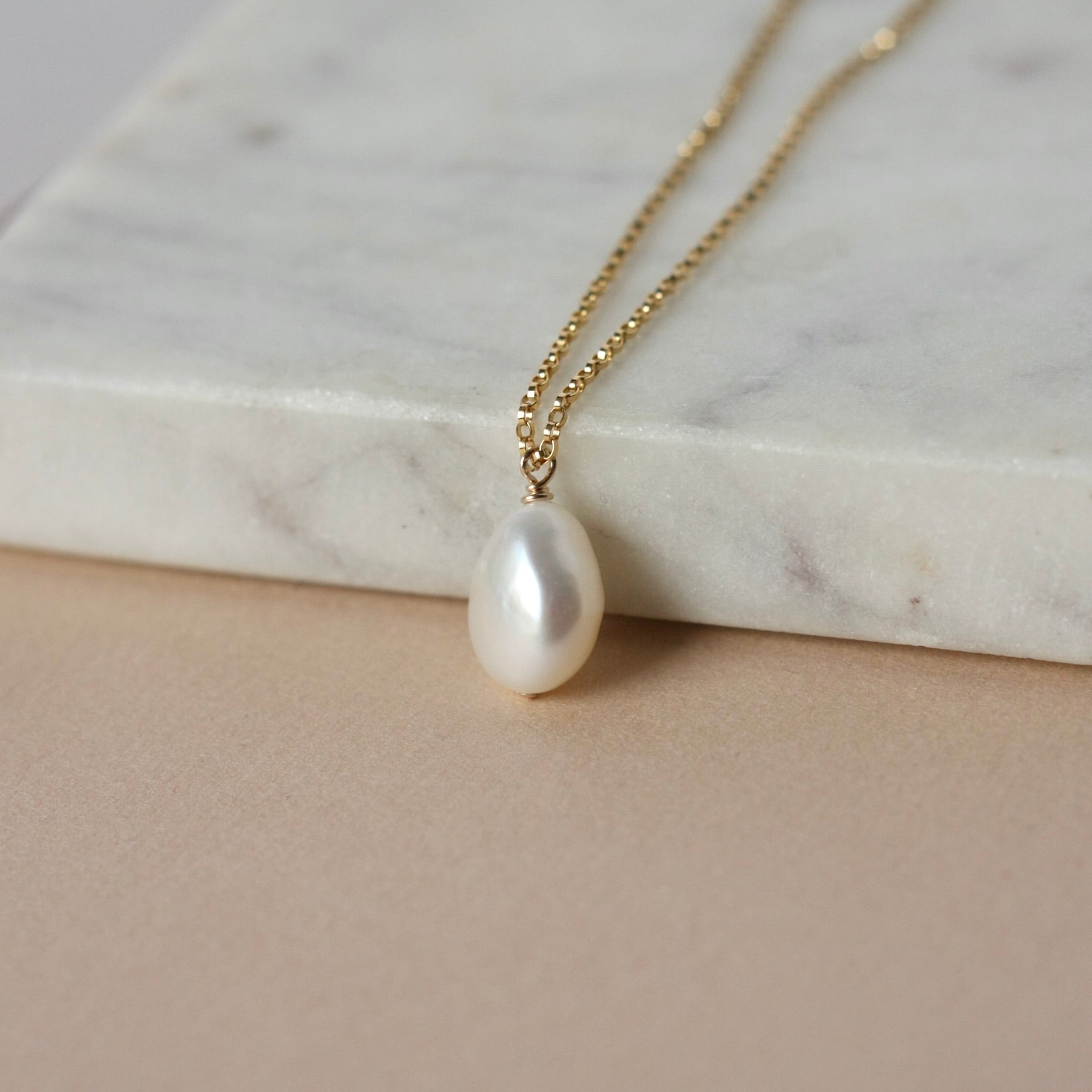 Gold Baroque Pearl Necklace