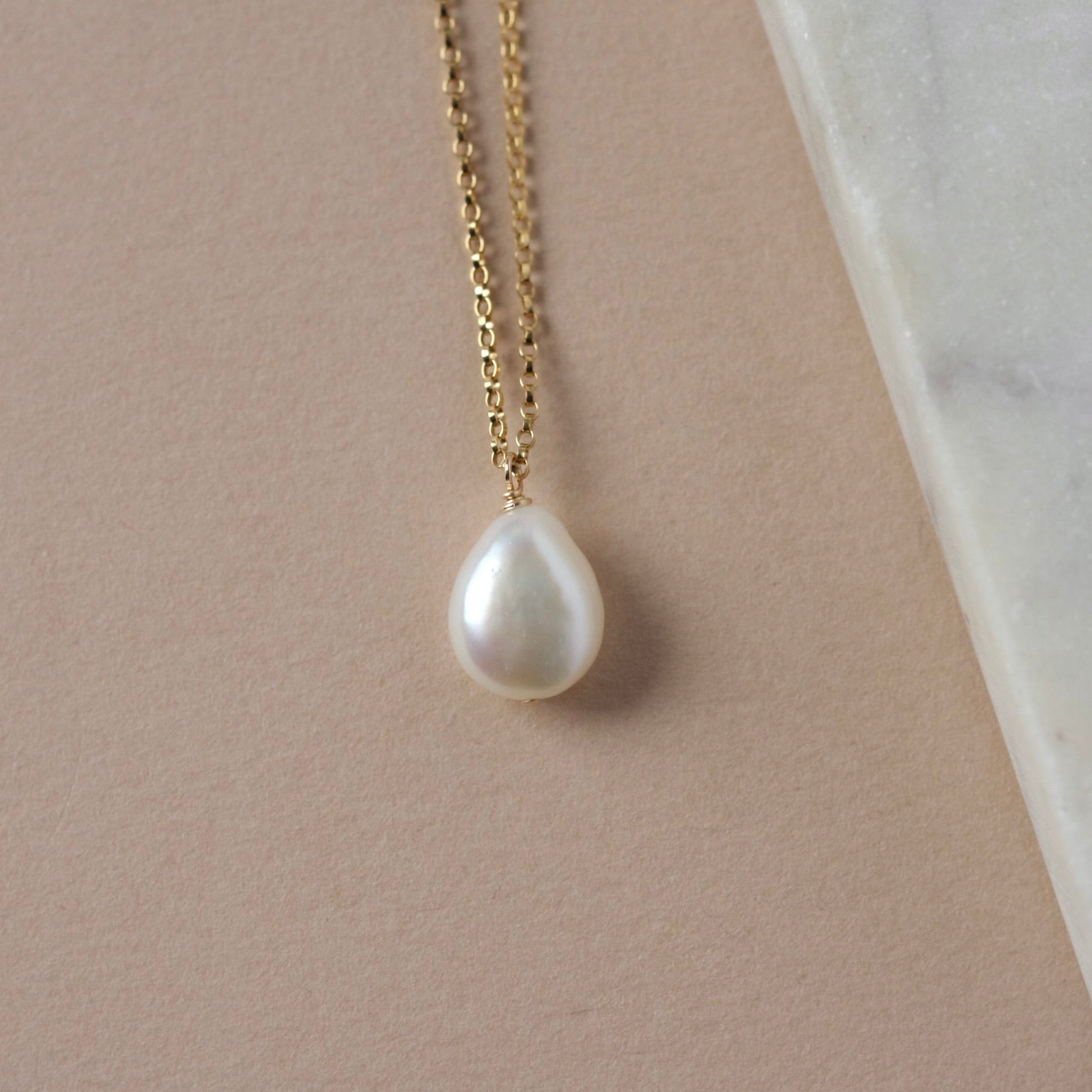 Gold Baroque Pearl Necklace