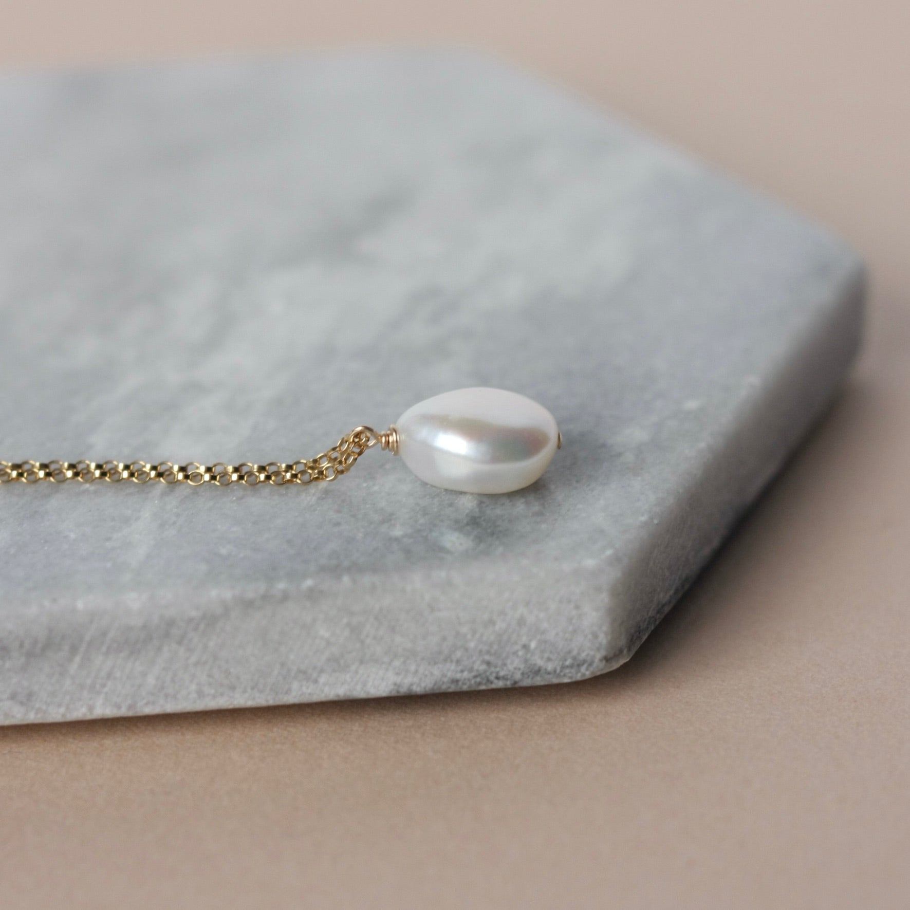 Gold Baroque Pearl Necklace