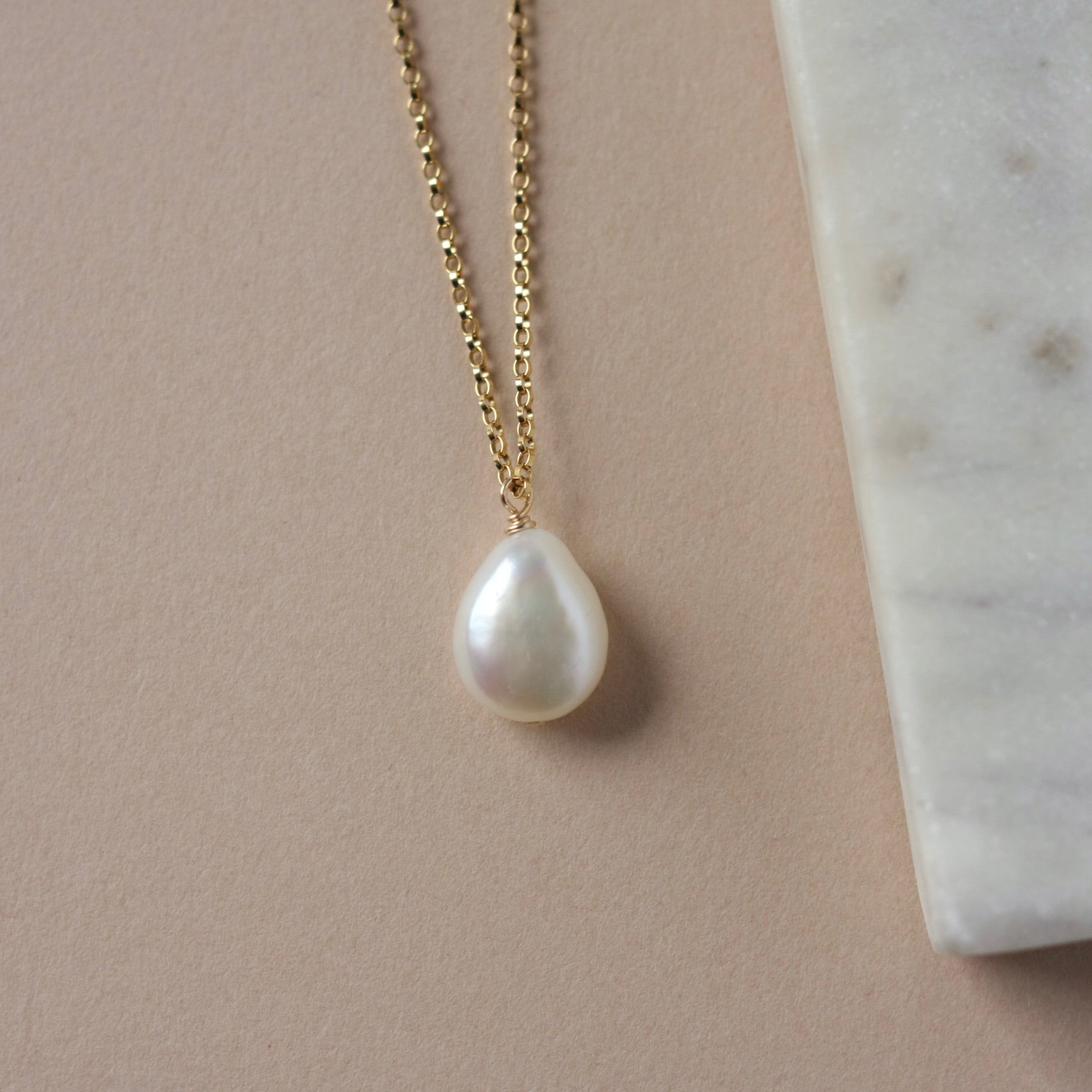 Gold Baroque Pearl Necklace
