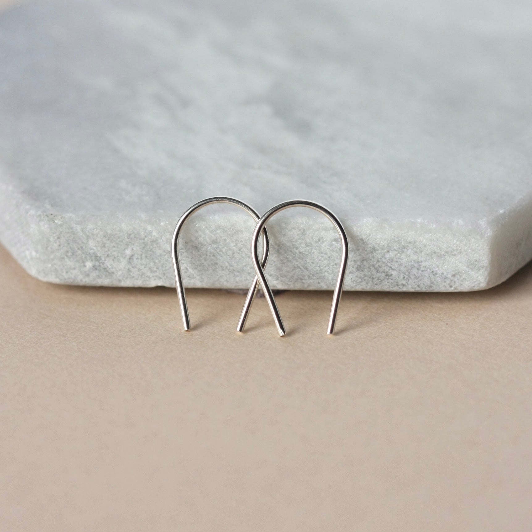 Small Minimalist Sterling Silver Horseshoe Hoops