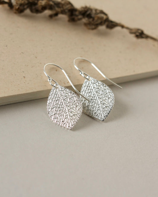 Sterling Silver Nature Inspired Leaf Earrings