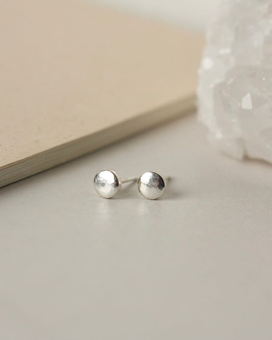 Minimalist Sterling Silver Pebble Stud Earrings