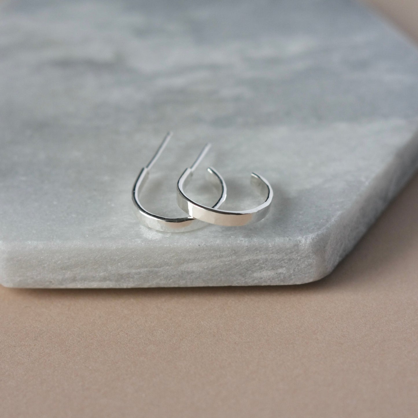 Hammered Sterling Silver Hoop Earrings