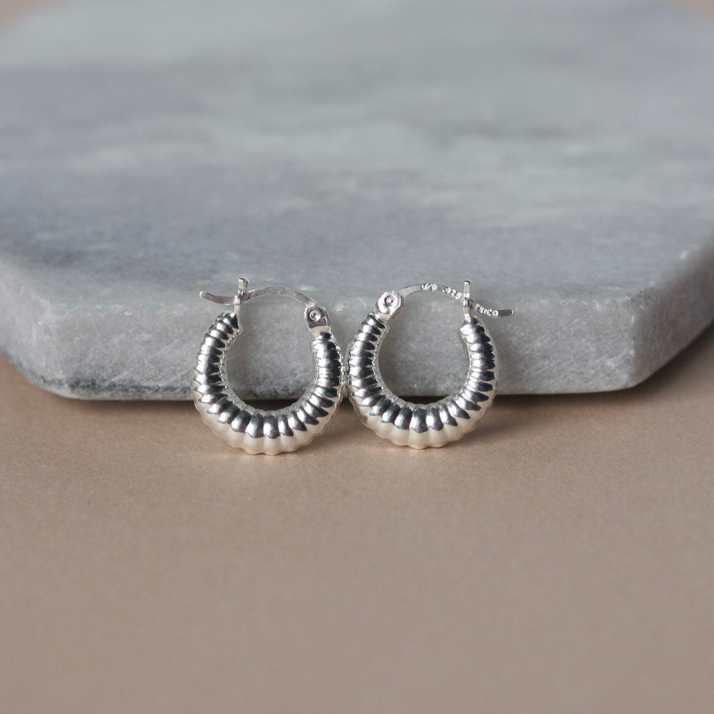 Small Sterling Silver Croissant Hoop Earrings