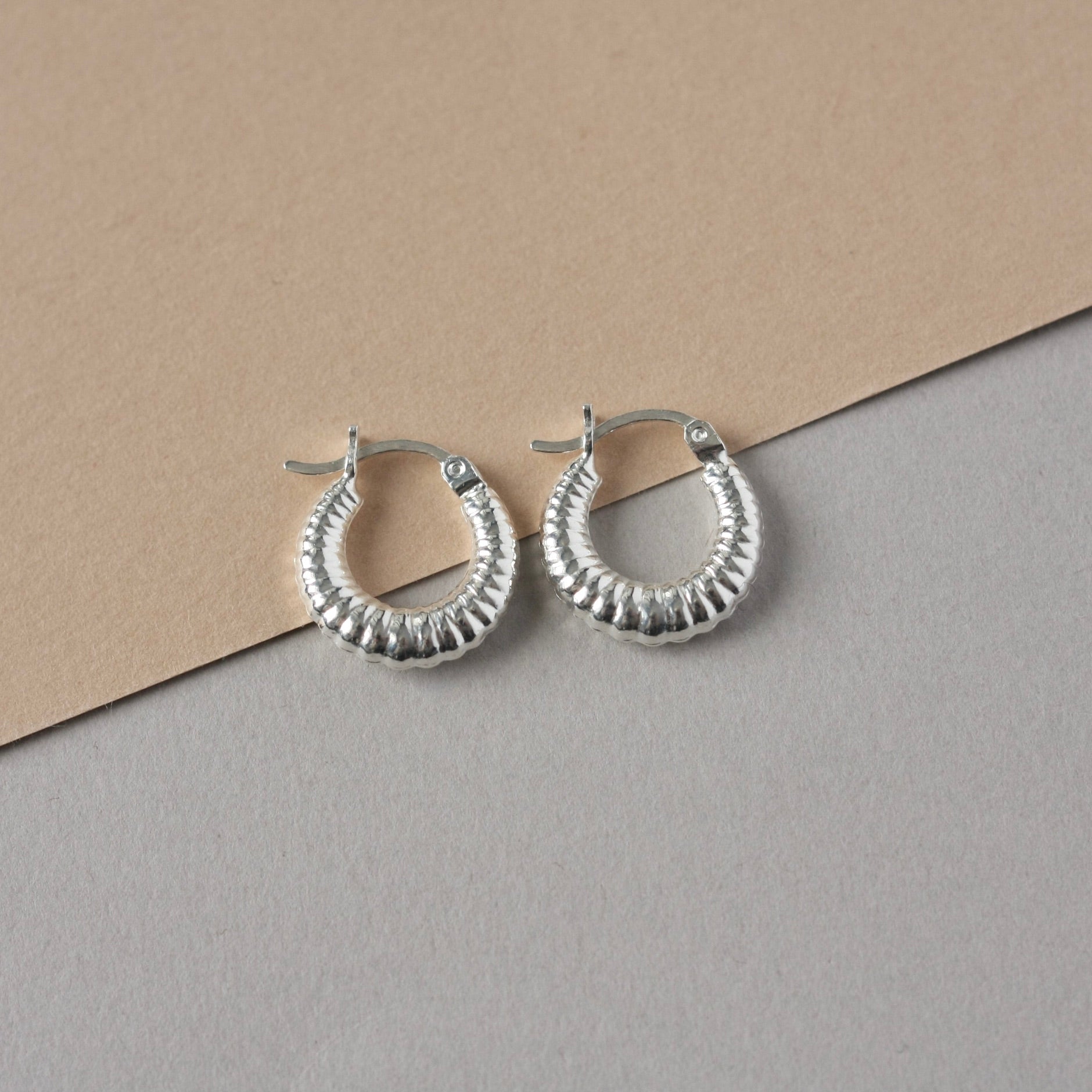 Small Sterling Silver Croissant Hoop Earrings