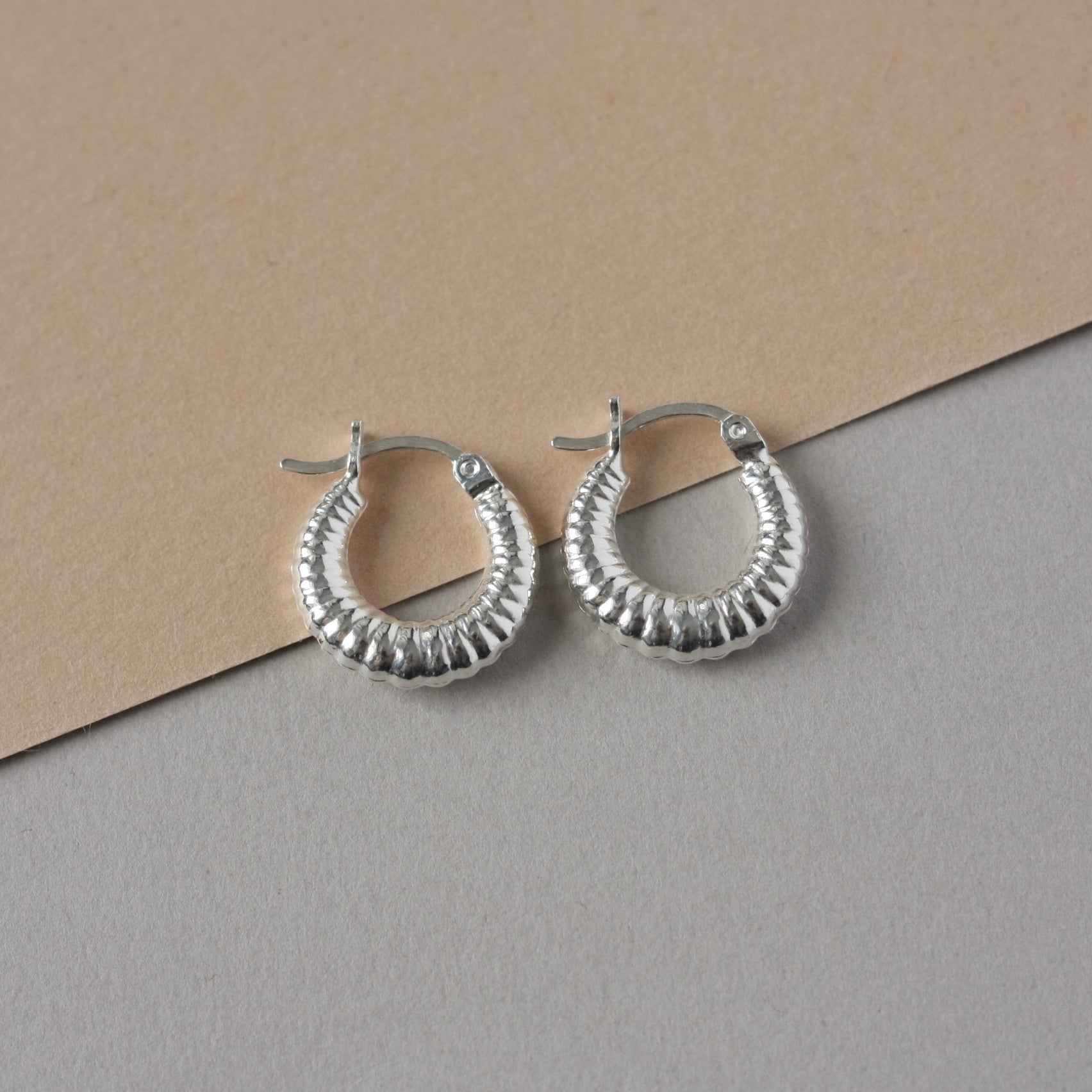 Small Sterling Silver Croissant Hoop Earrings