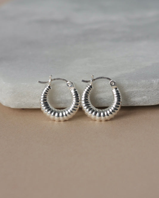 Small Sterling Silver Croissant Hoop Earrings