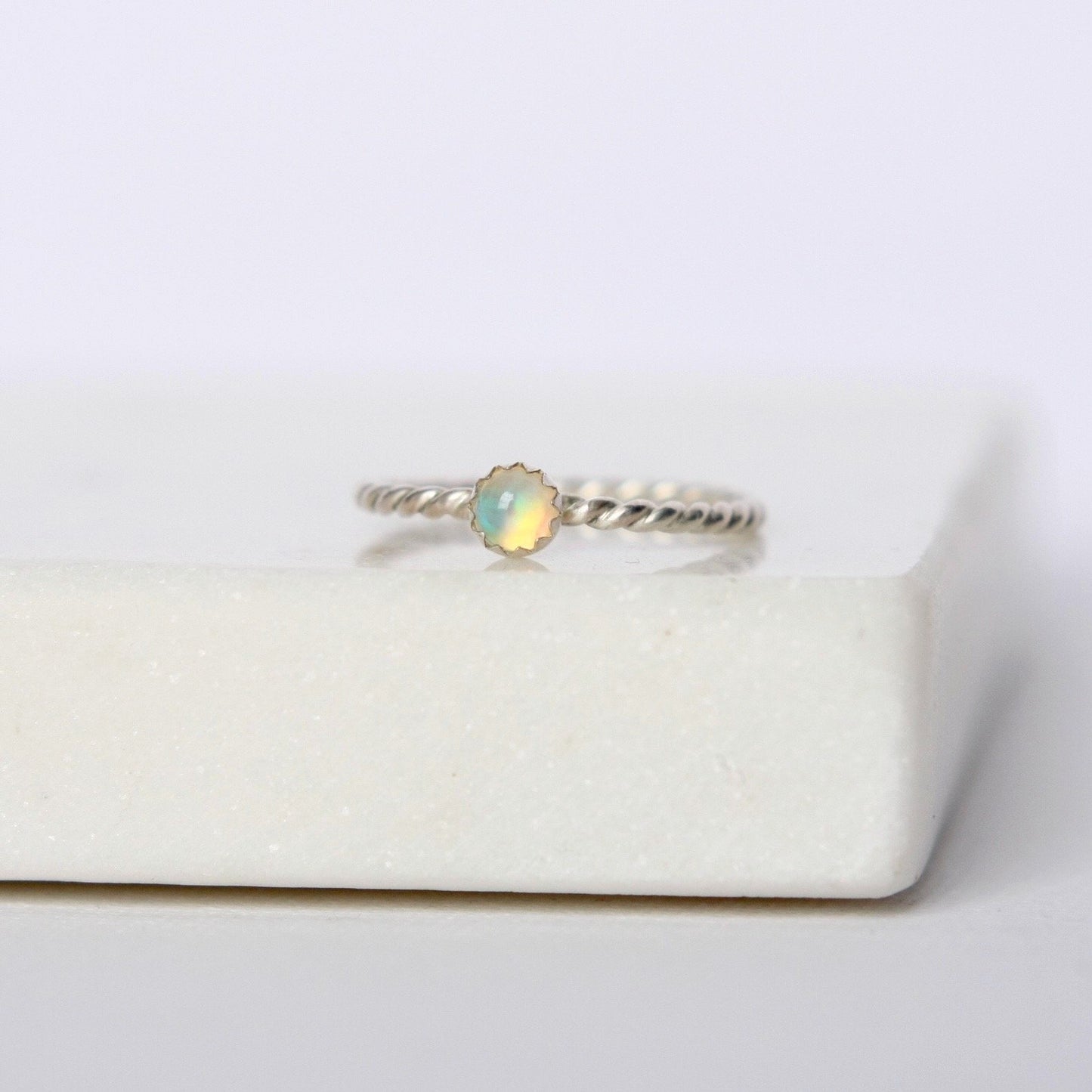 Sterling Silver Ethiopian Welo Opal Stacking Ring