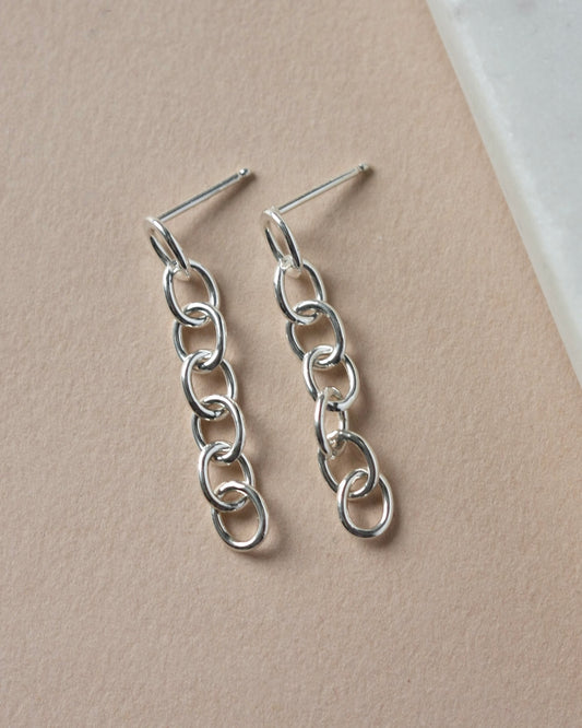 Chunky Sterling Silver Chain Link Earrings