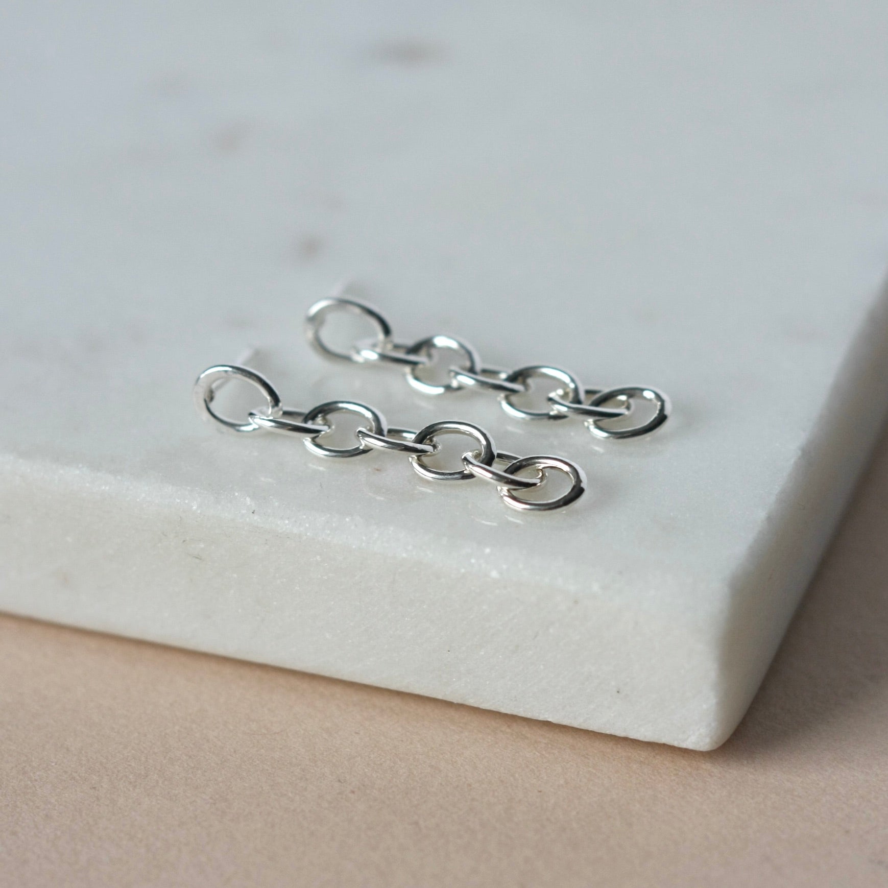 Chunky Sterling Silver Chain Link Earrings