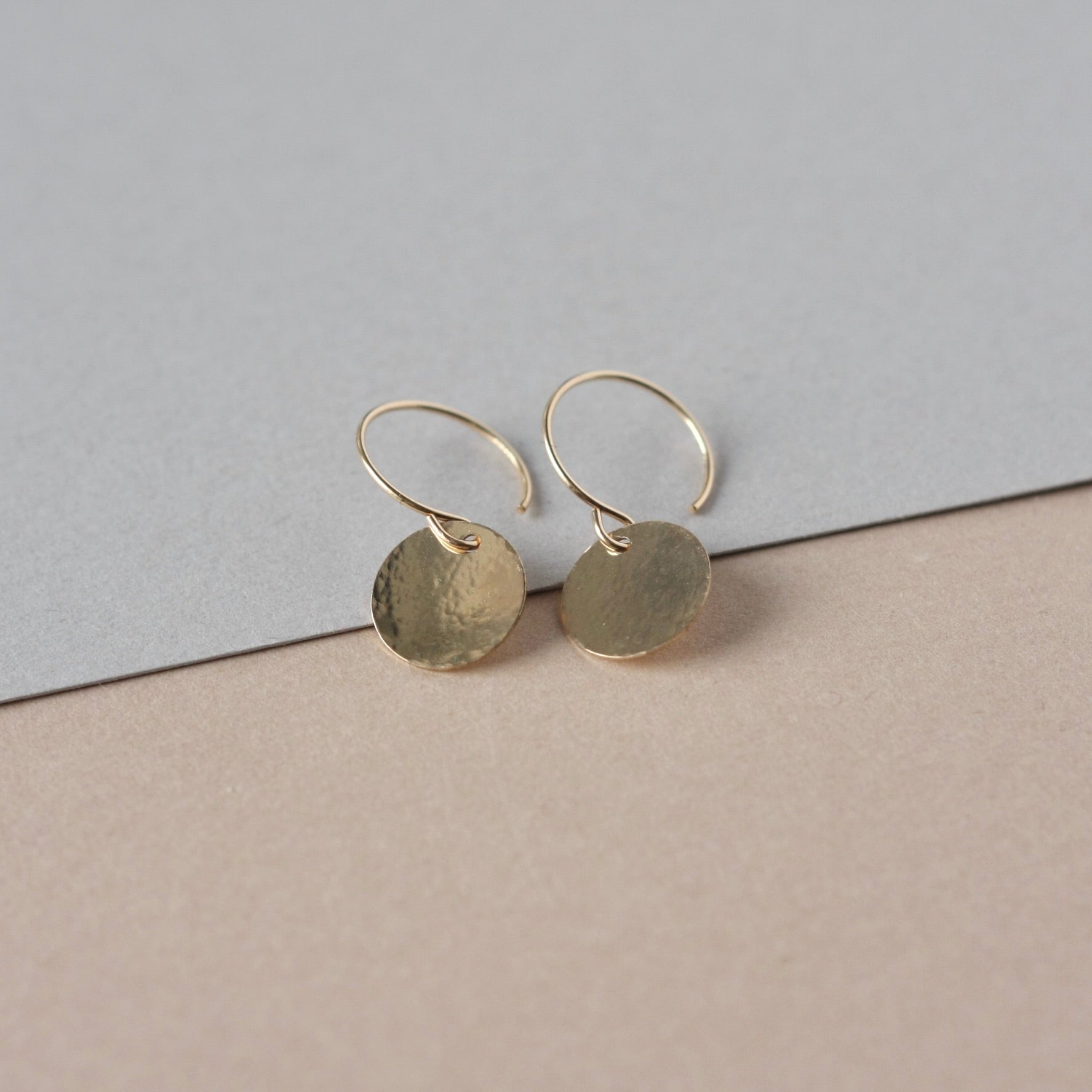 Dainty Hammered Gold Disc Earrings