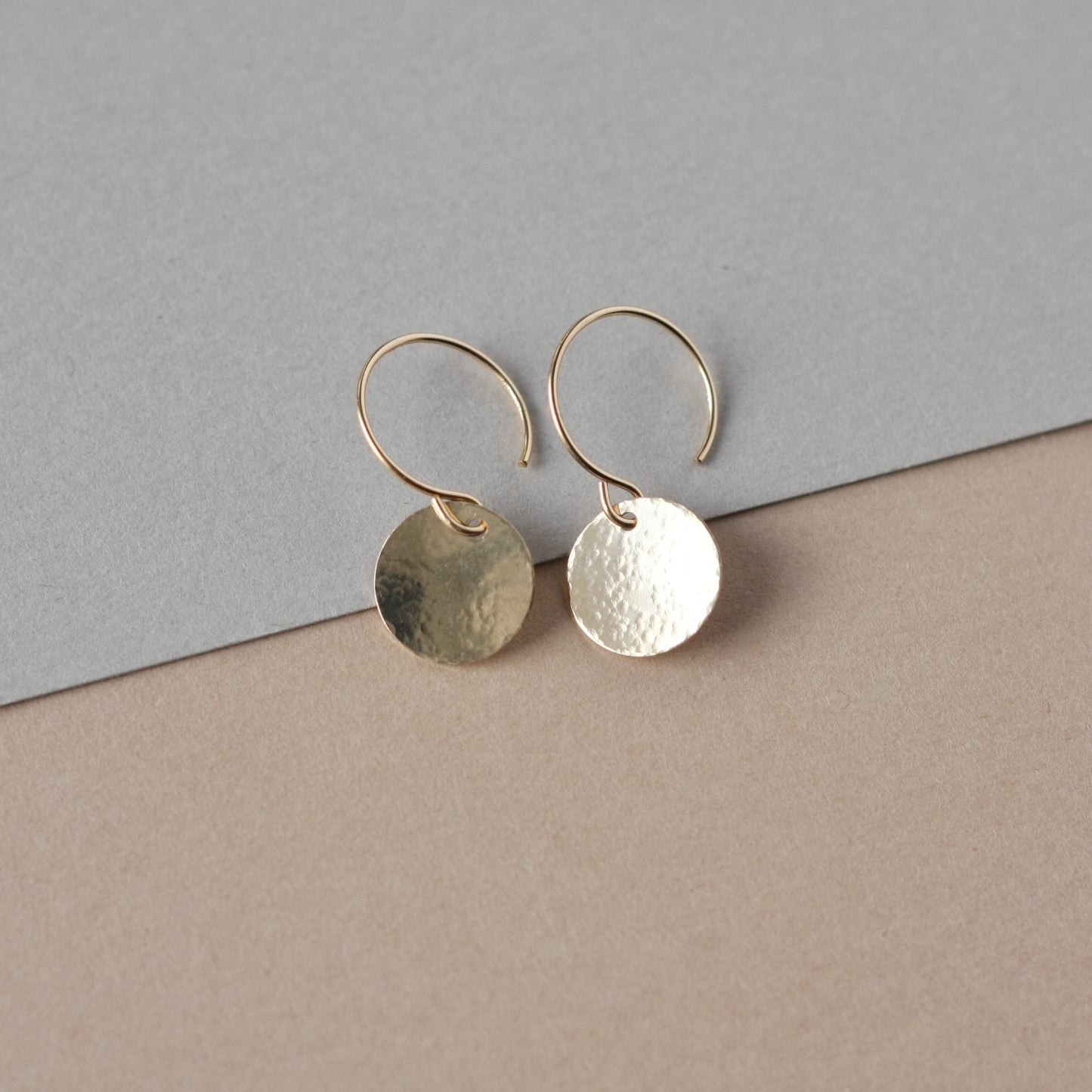 Dainty Hammered Gold Disc Earrings