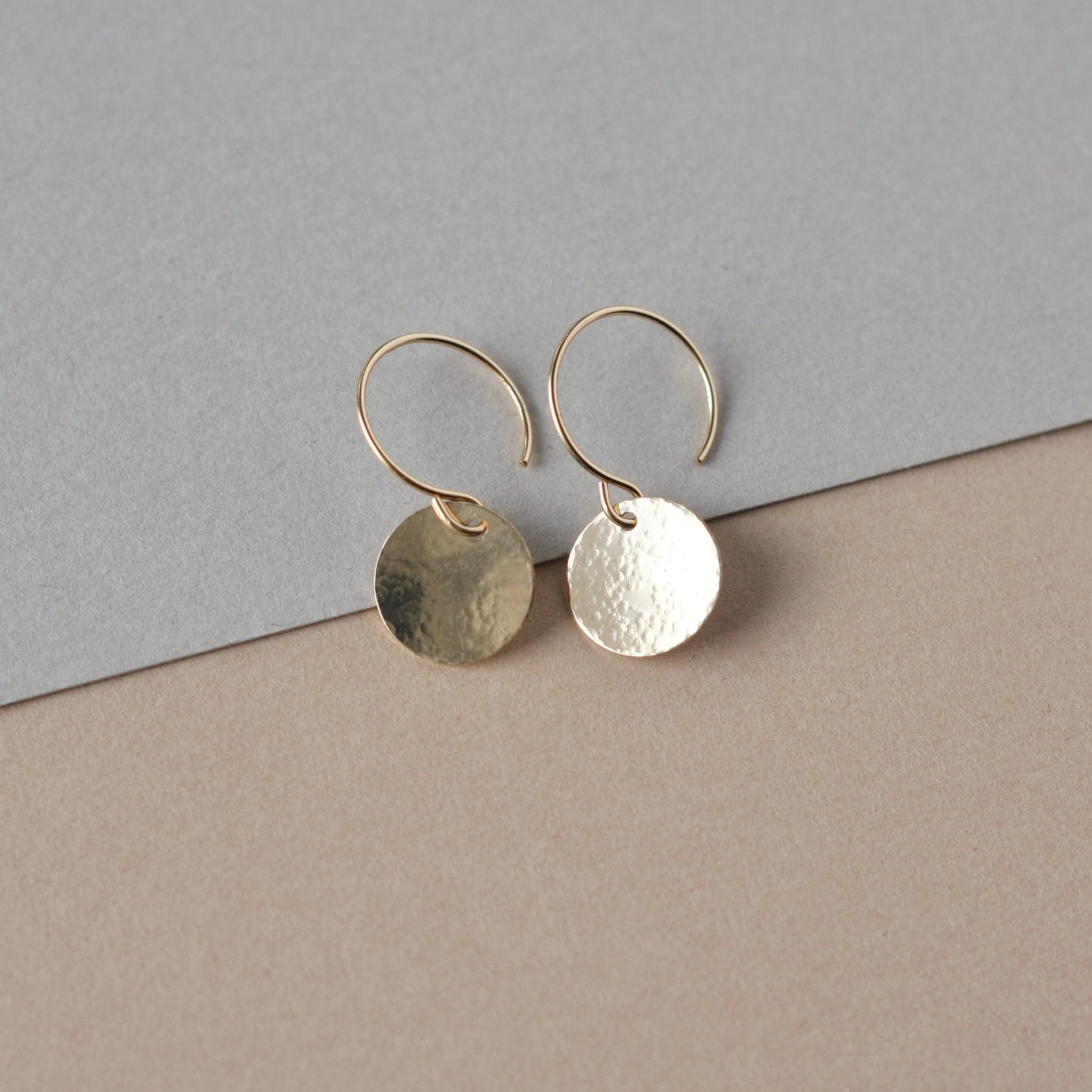 Dainty Hammered Gold Disc Earrings