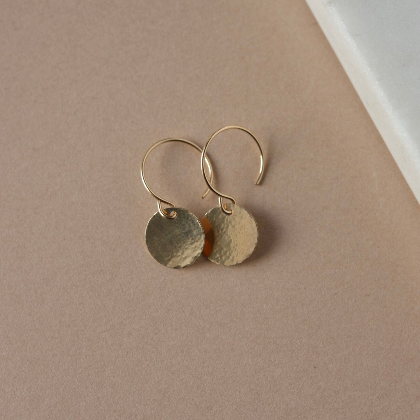 Dainty Hammered Gold Disc Earrings