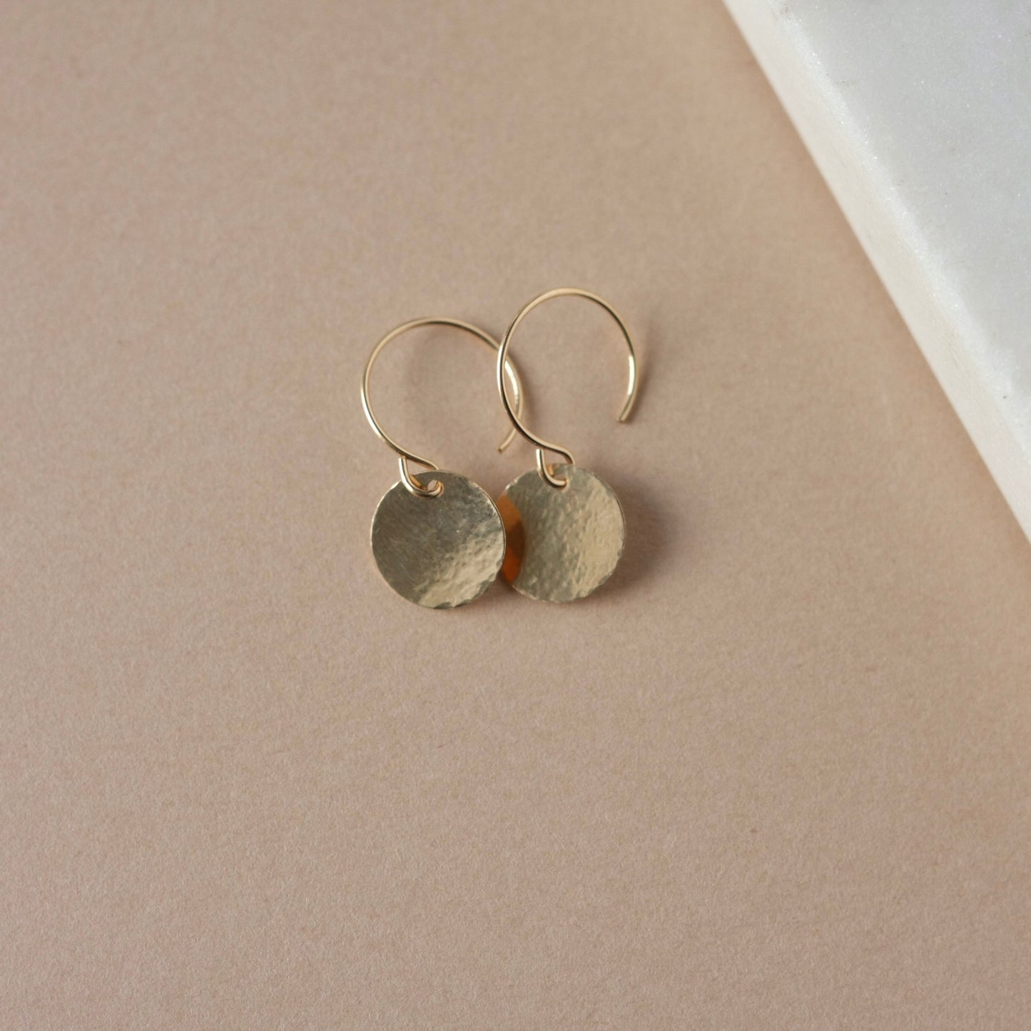 Dainty Hammered Gold Disc Earrings