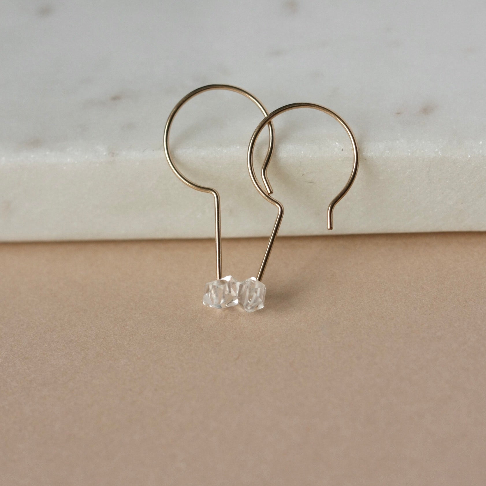 Gold Filled Herkimer Diamond Drop Earrings