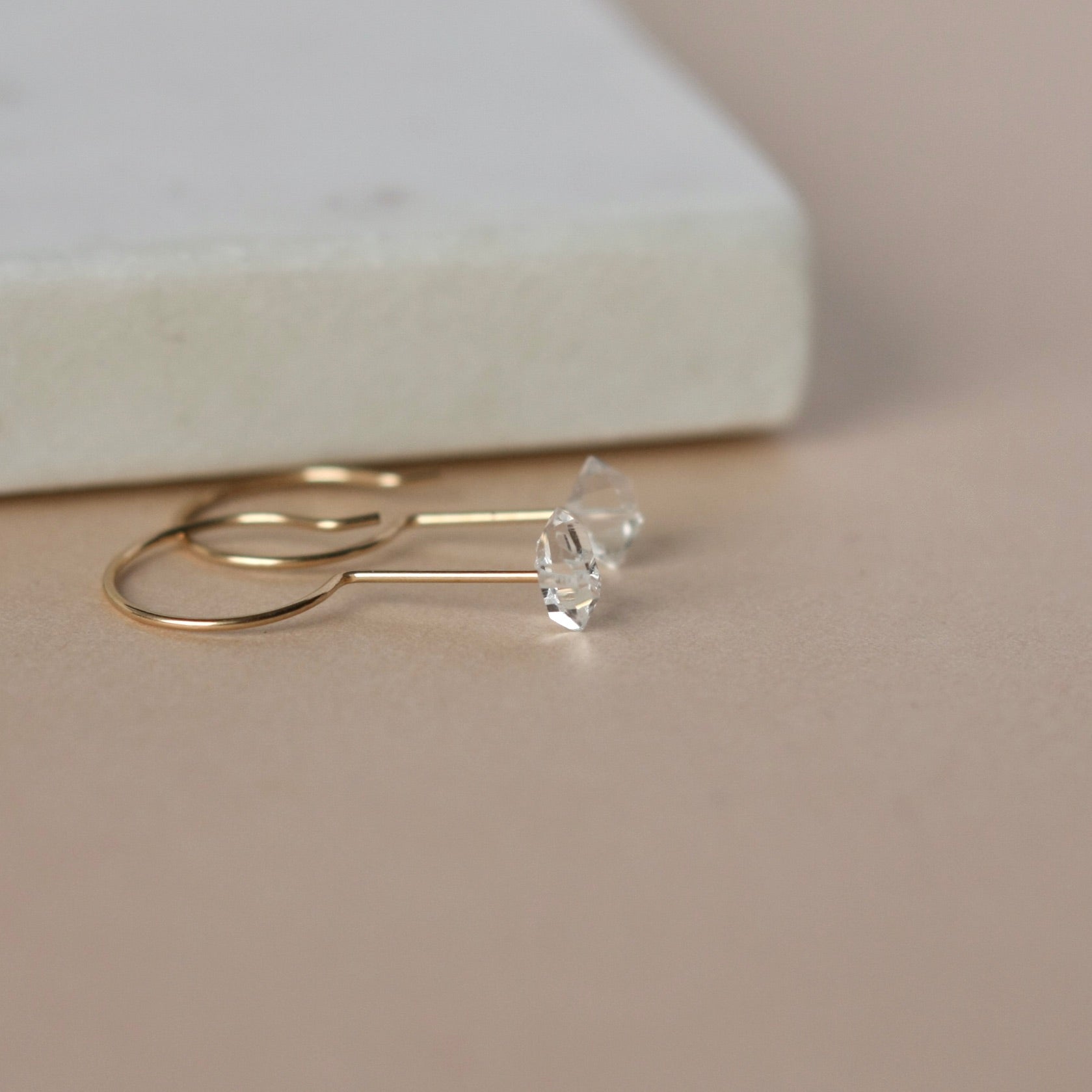 Gold Filled Herkimer Diamond Drop Earrings