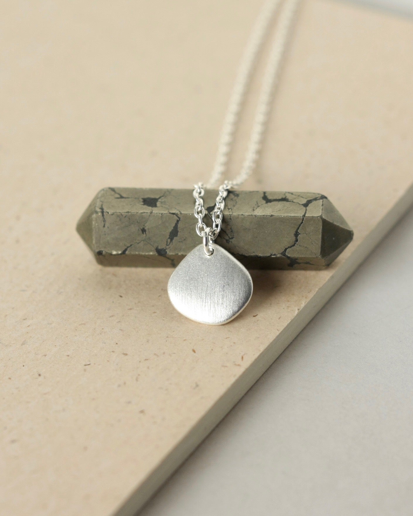 Minimalist Sterling Silver Petal Pendant Necklace