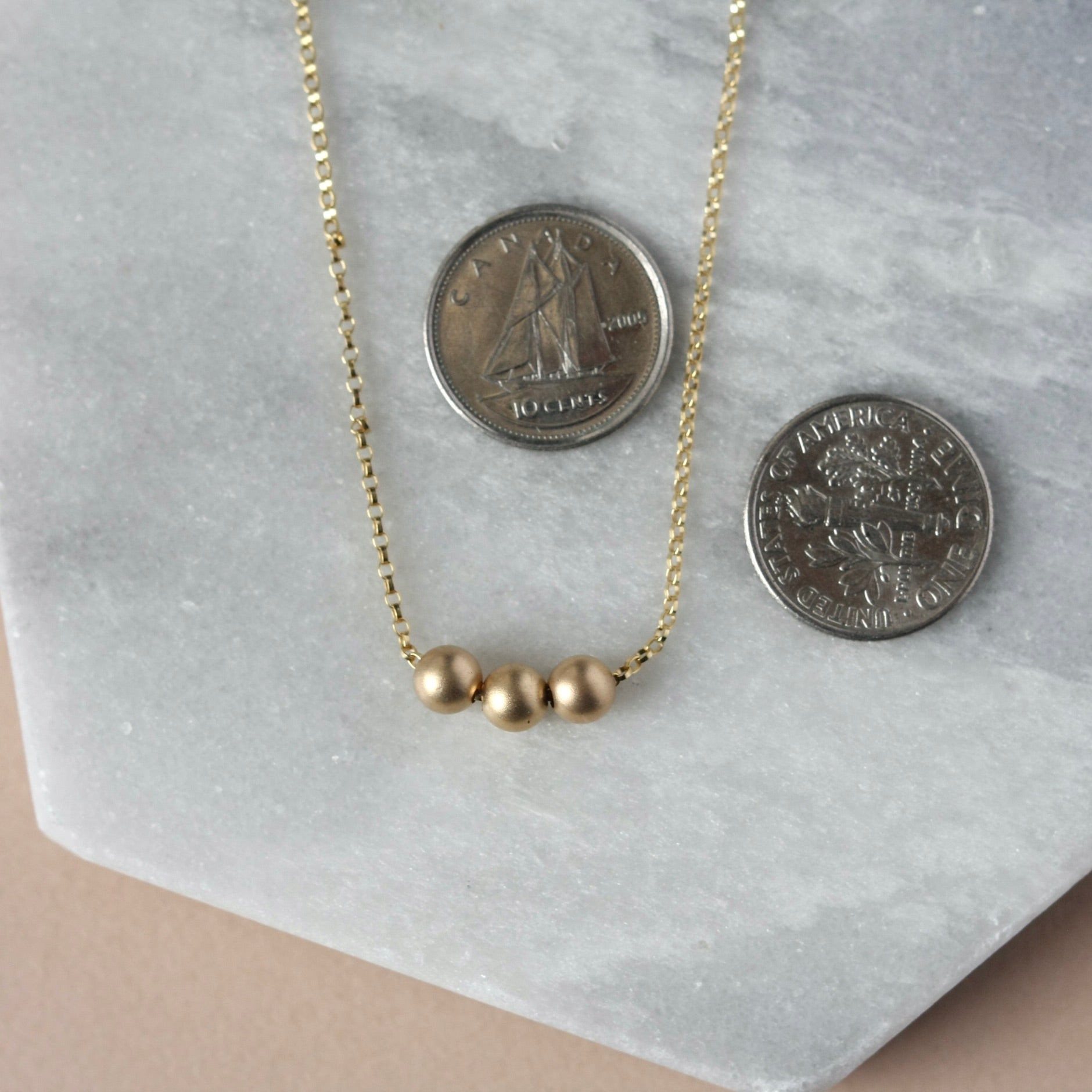 Gold Filled Three Bead Layering Necklace