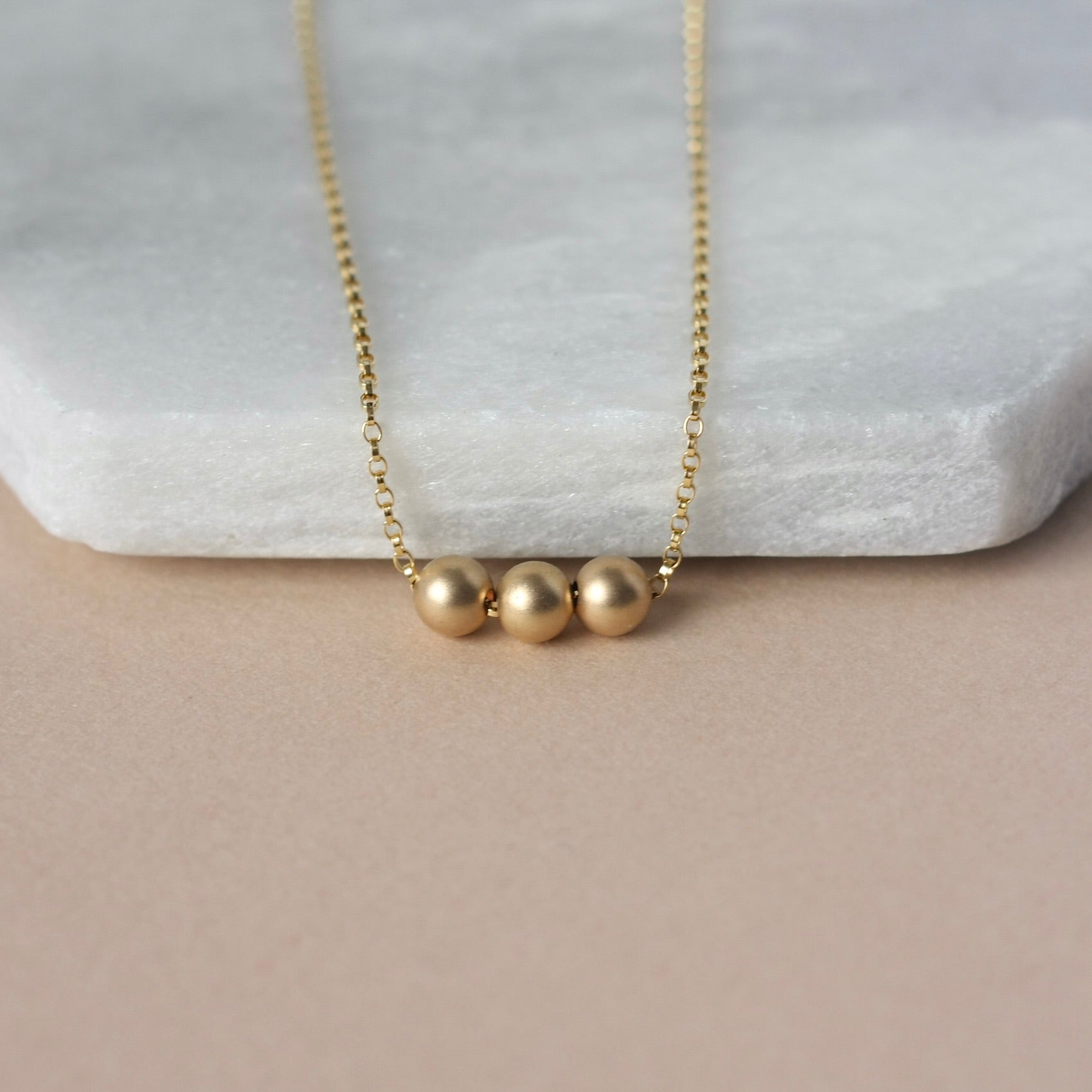 Gold Filled Three Bead Layering Necklace