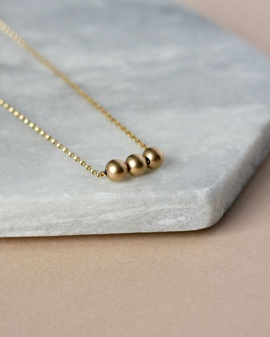 Gold Filled Three Bead Layering Necklace