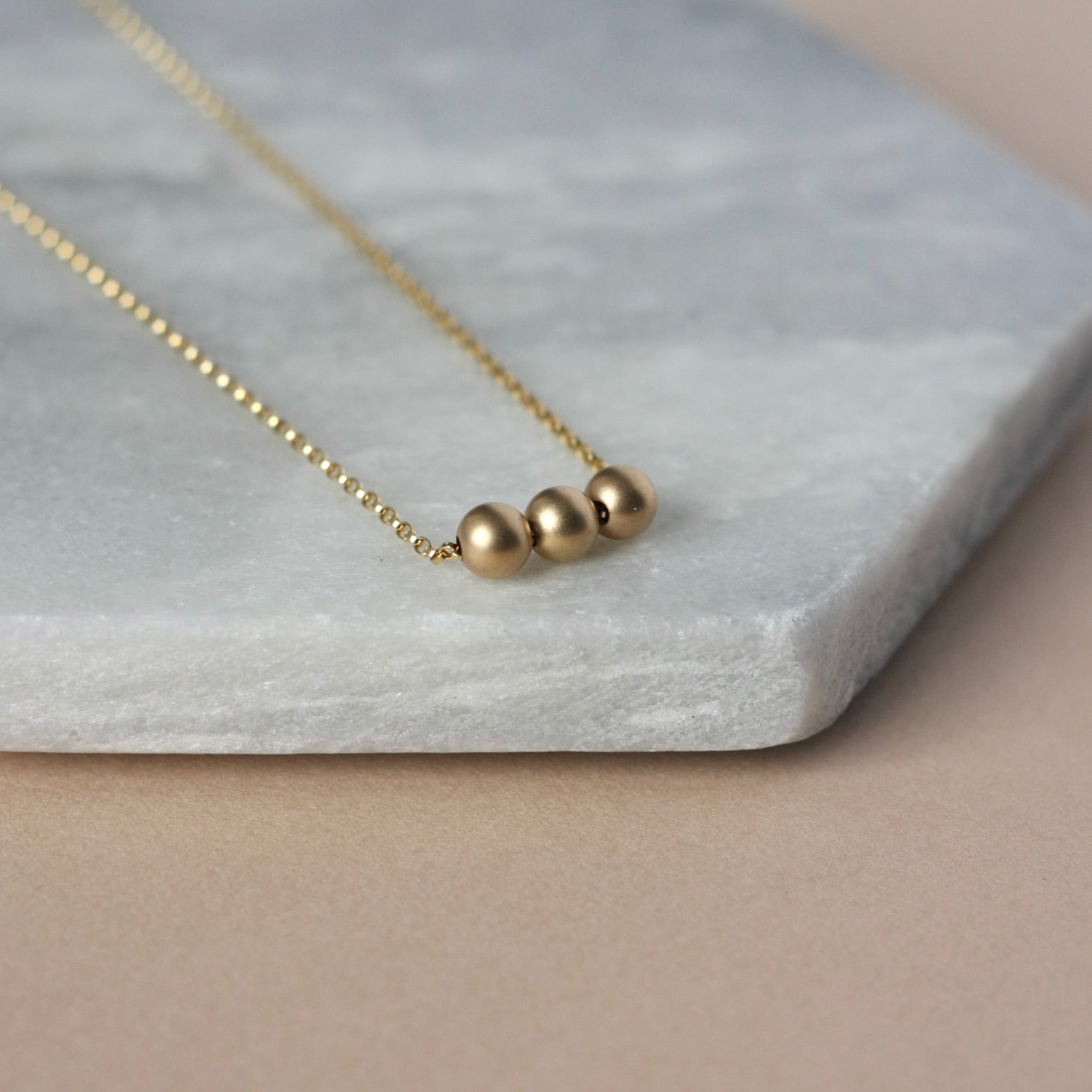 Gold Filled Three Bead Layering Necklace