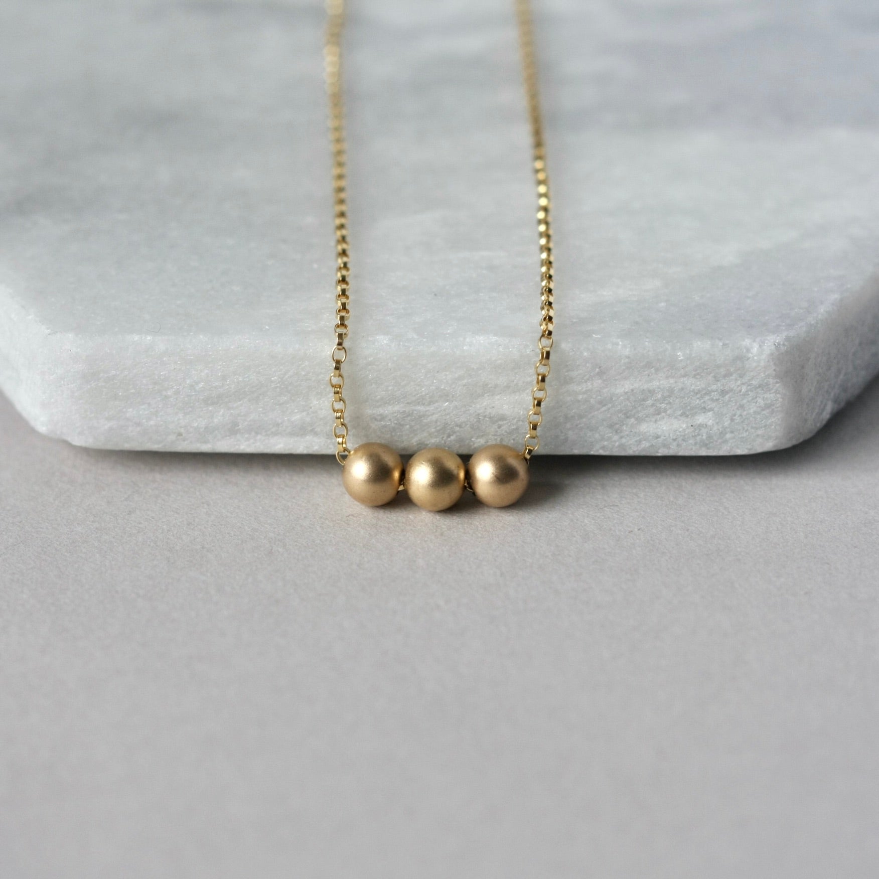 Gold Filled Three Bead Layering Necklace