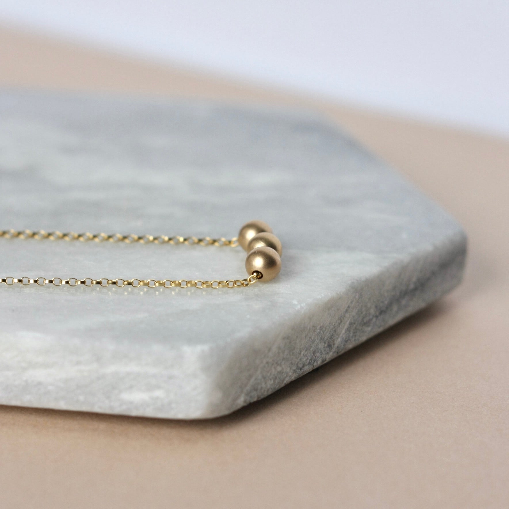 Gold Filled Three Bead Layering Necklace