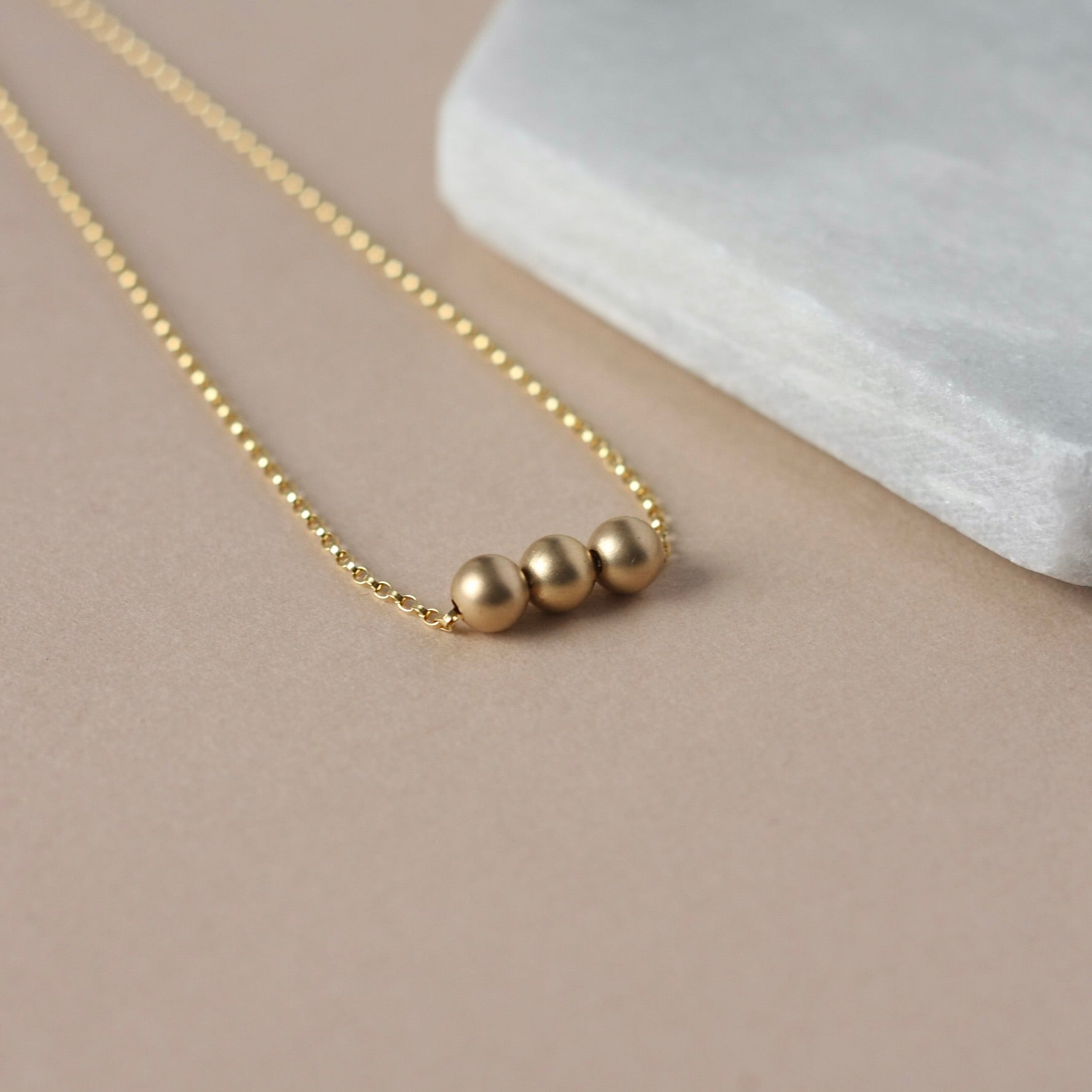 Gold Filled Three Bead Layering Necklace