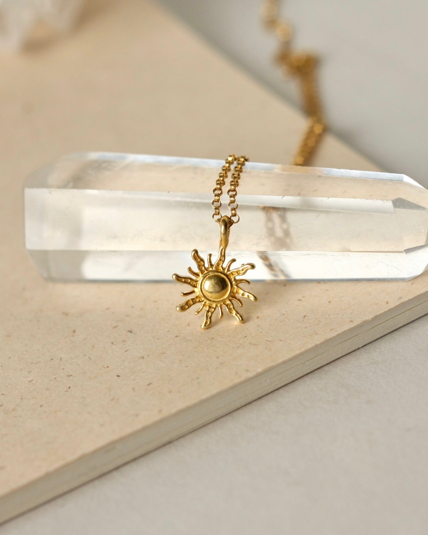 Gold Vermeil Sun Charm Necklace