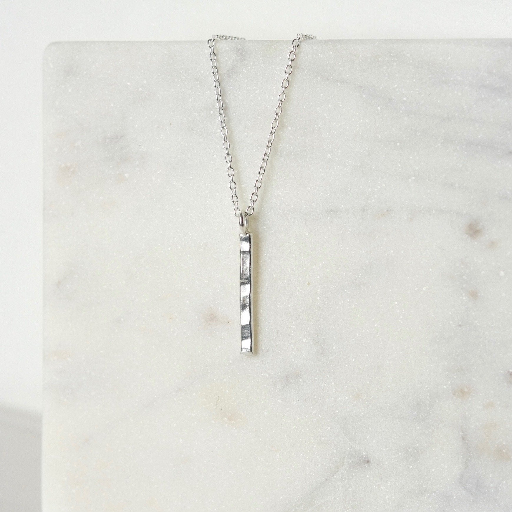 Hammered Sterling Silver Bar Necklace