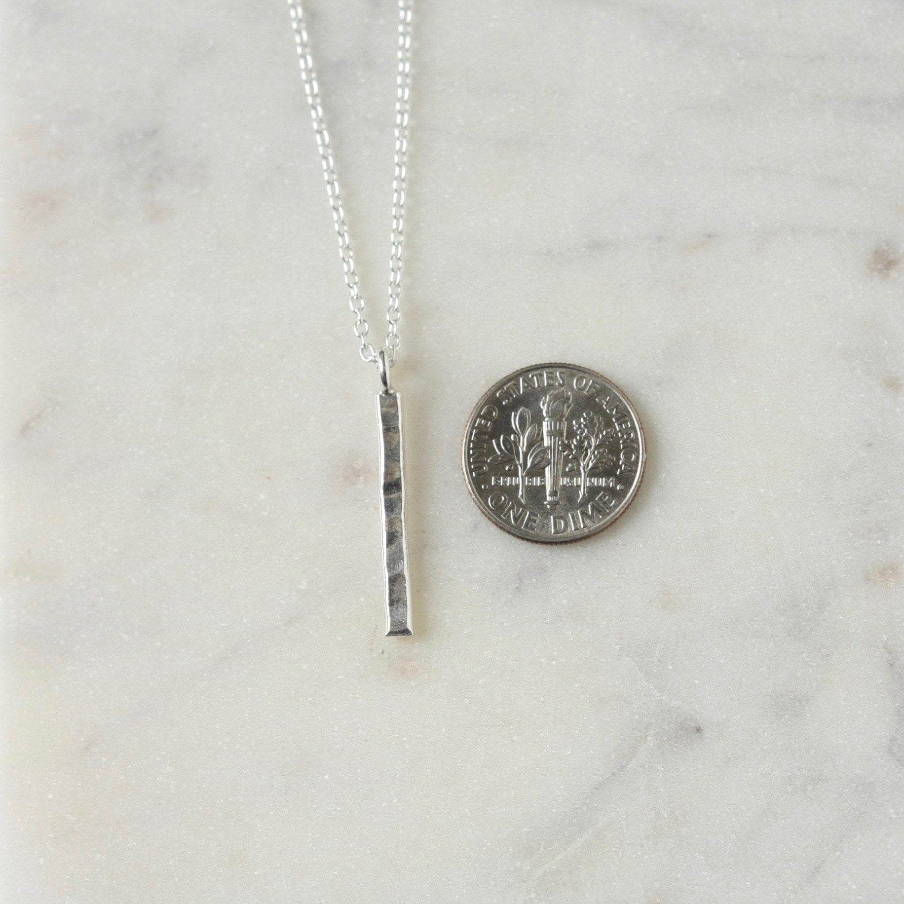 Hammered Sterling Silver Bar Necklace