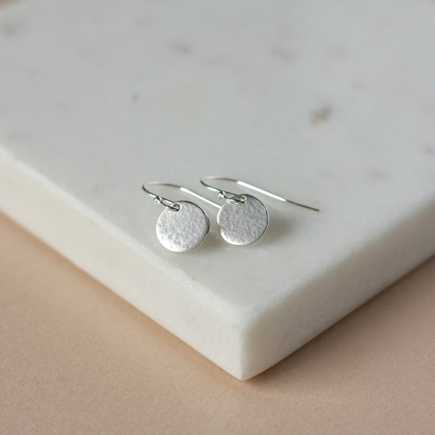 Small Sterling Silver Hammered Disc Earrings