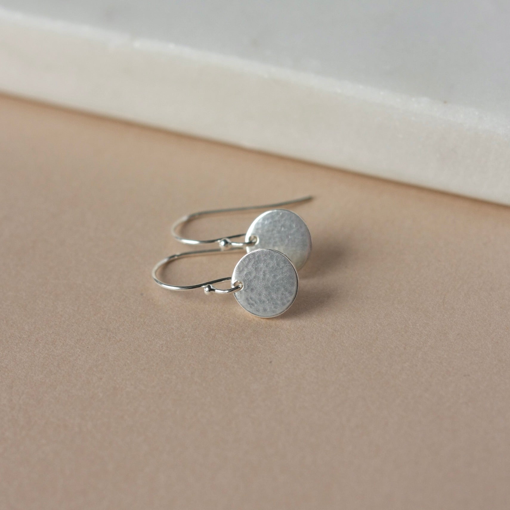 Small Sterling Silver Hammered Disc Earrings