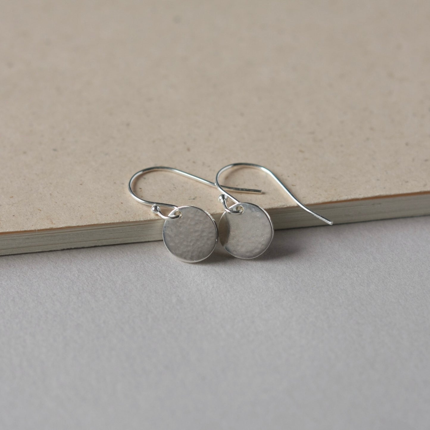 Small Sterling Silver Hammered Disc Earrings