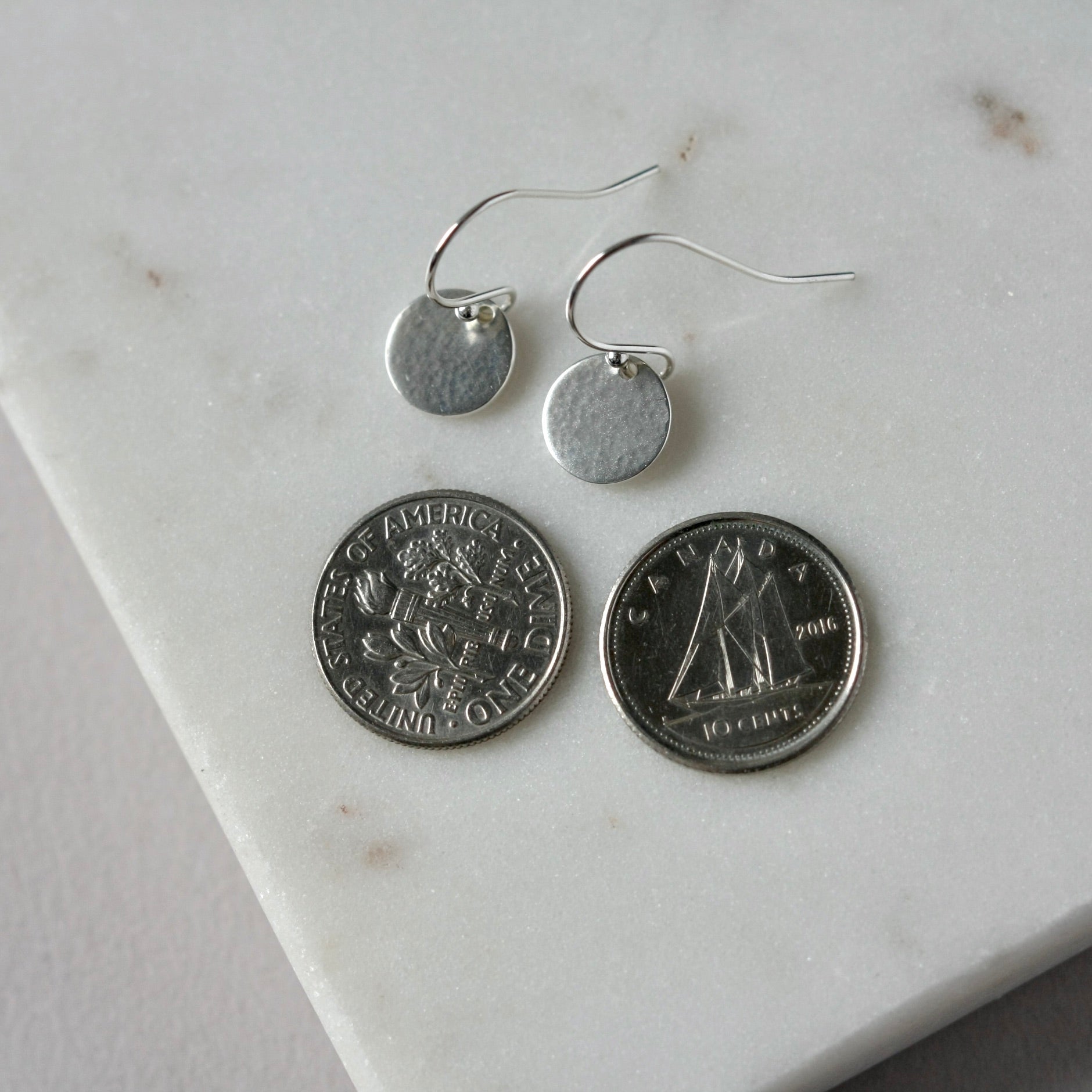 Small Sterling Silver Hammered Disc Earrings