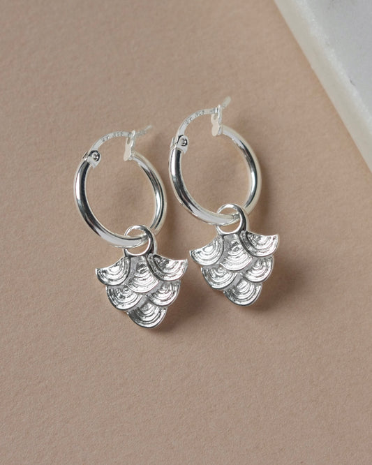 Sterling Silver Art Deco Hoop Earrings