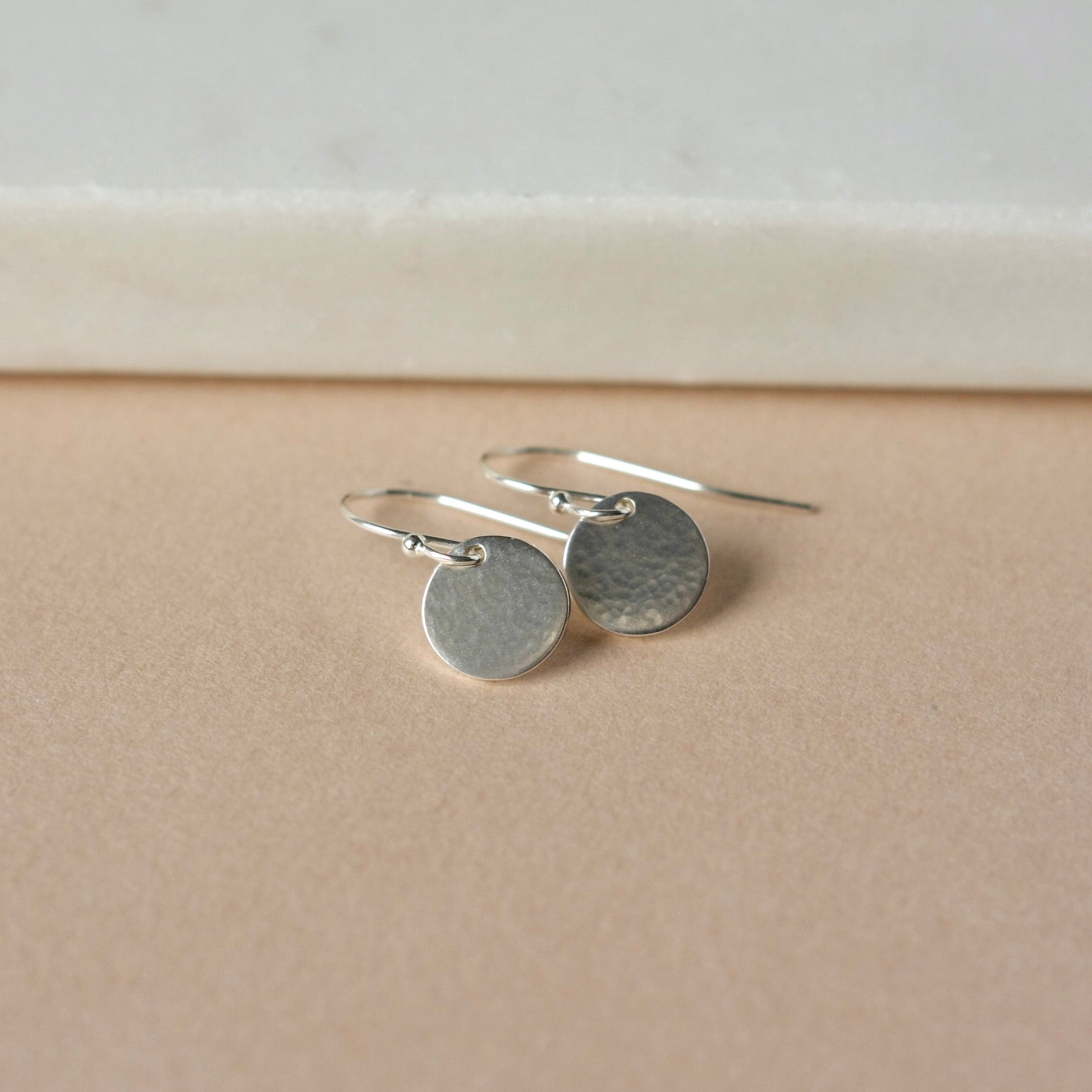 Small Sterling Silver Hammered Disc Earrings