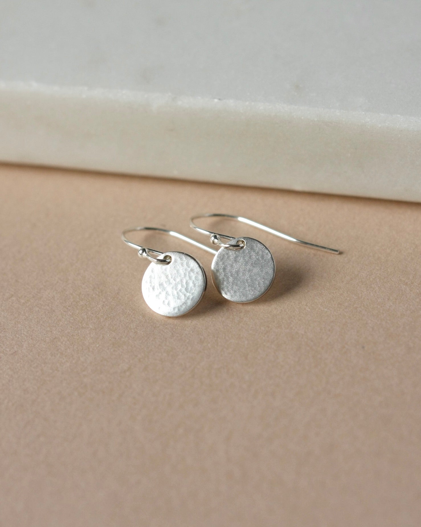 Small Sterling Silver Hammered Disc Earrings