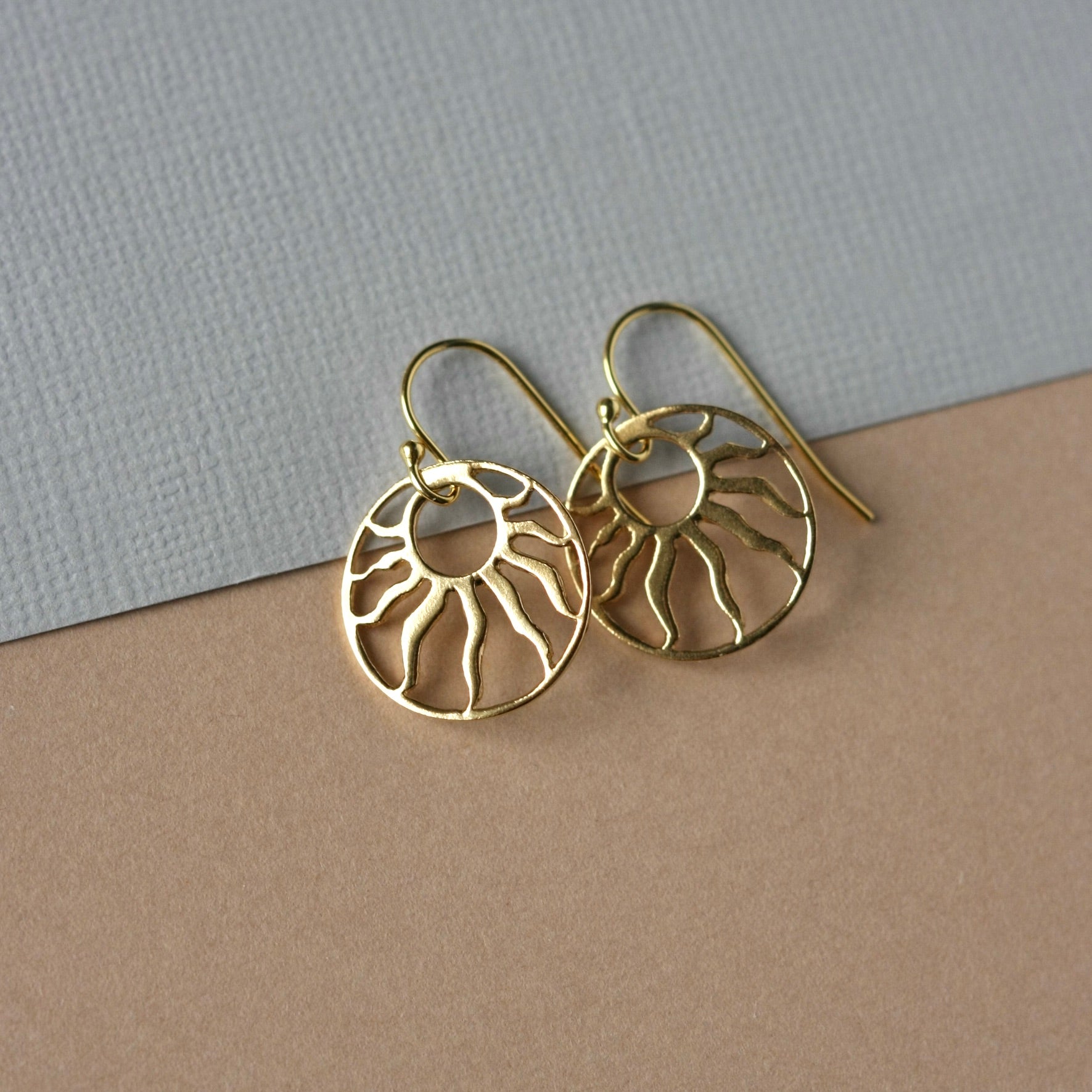 Minimalist Gold Sunburst Dangle Earrings