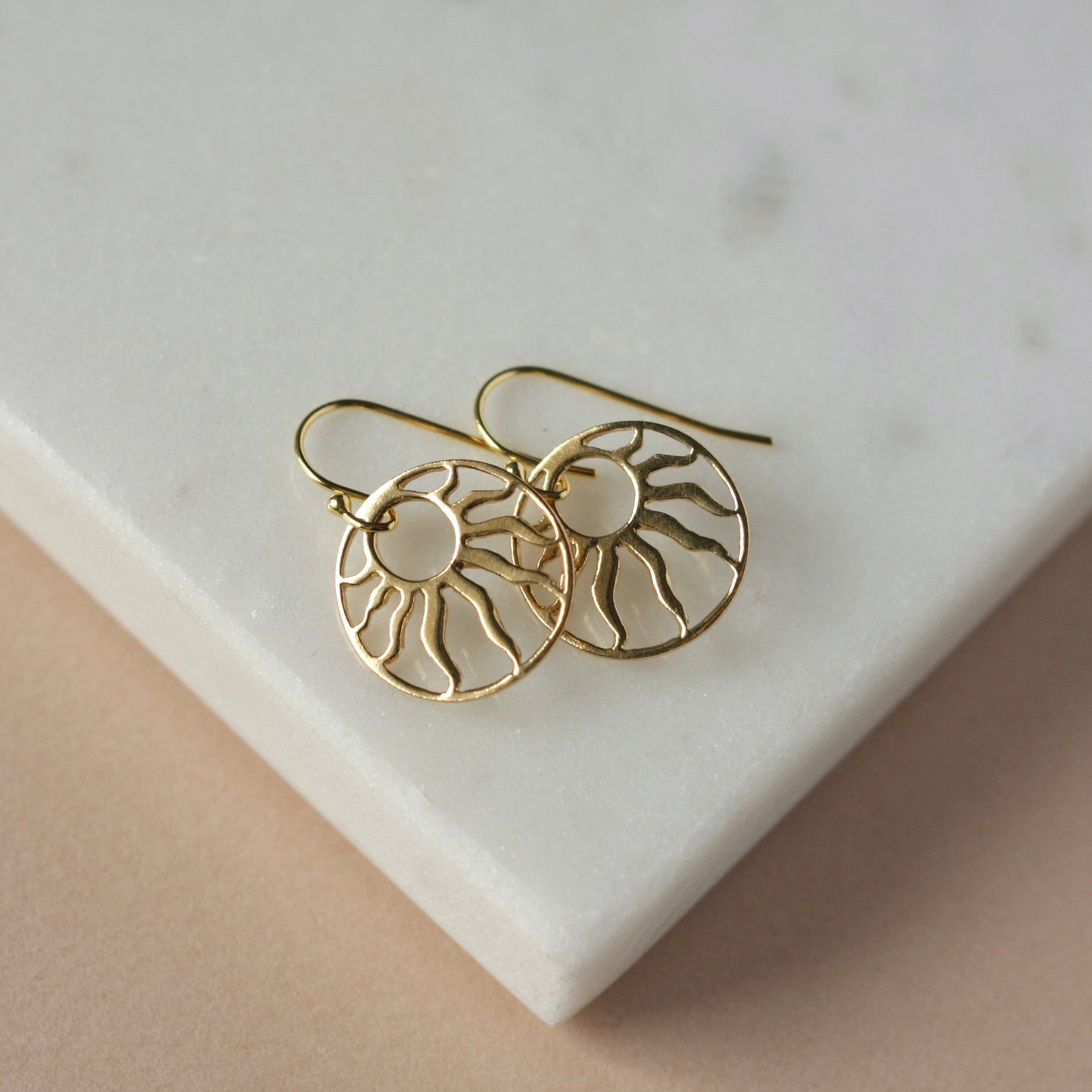 Minimalist Gold Sunburst Dangle Earrings