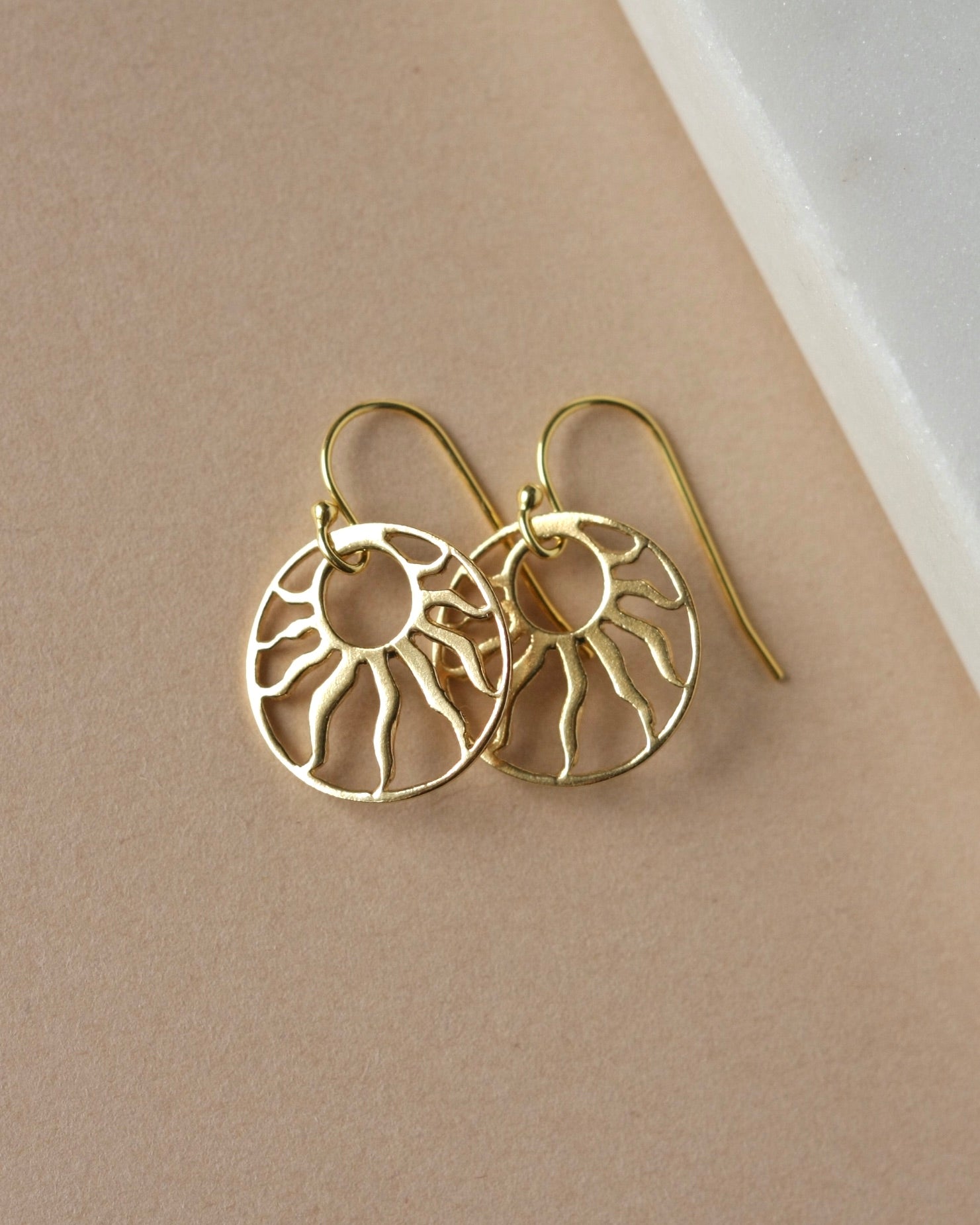 Minimalist Gold Sunburst Dangle Earrings