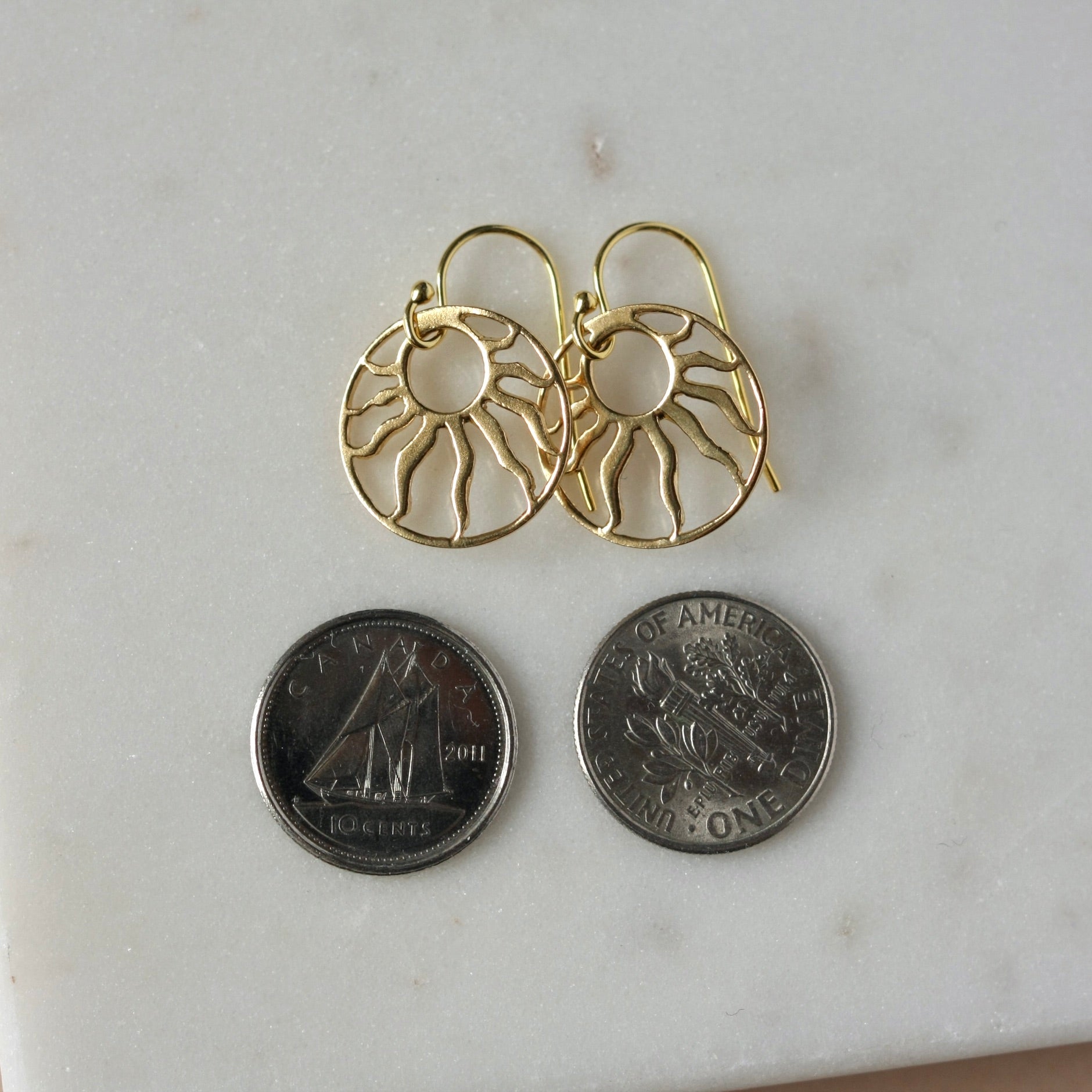 Minimalist Gold Sunburst Dangle Earrings
