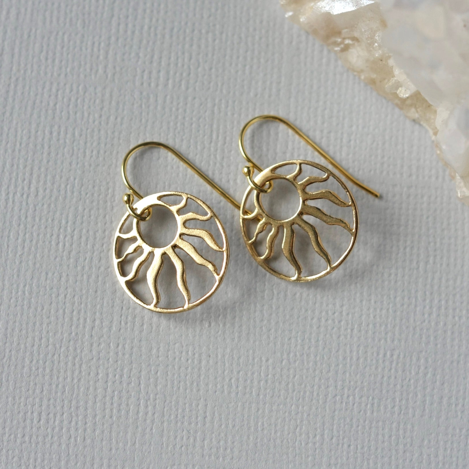Minimalist Gold Sunburst Dangle Earrings