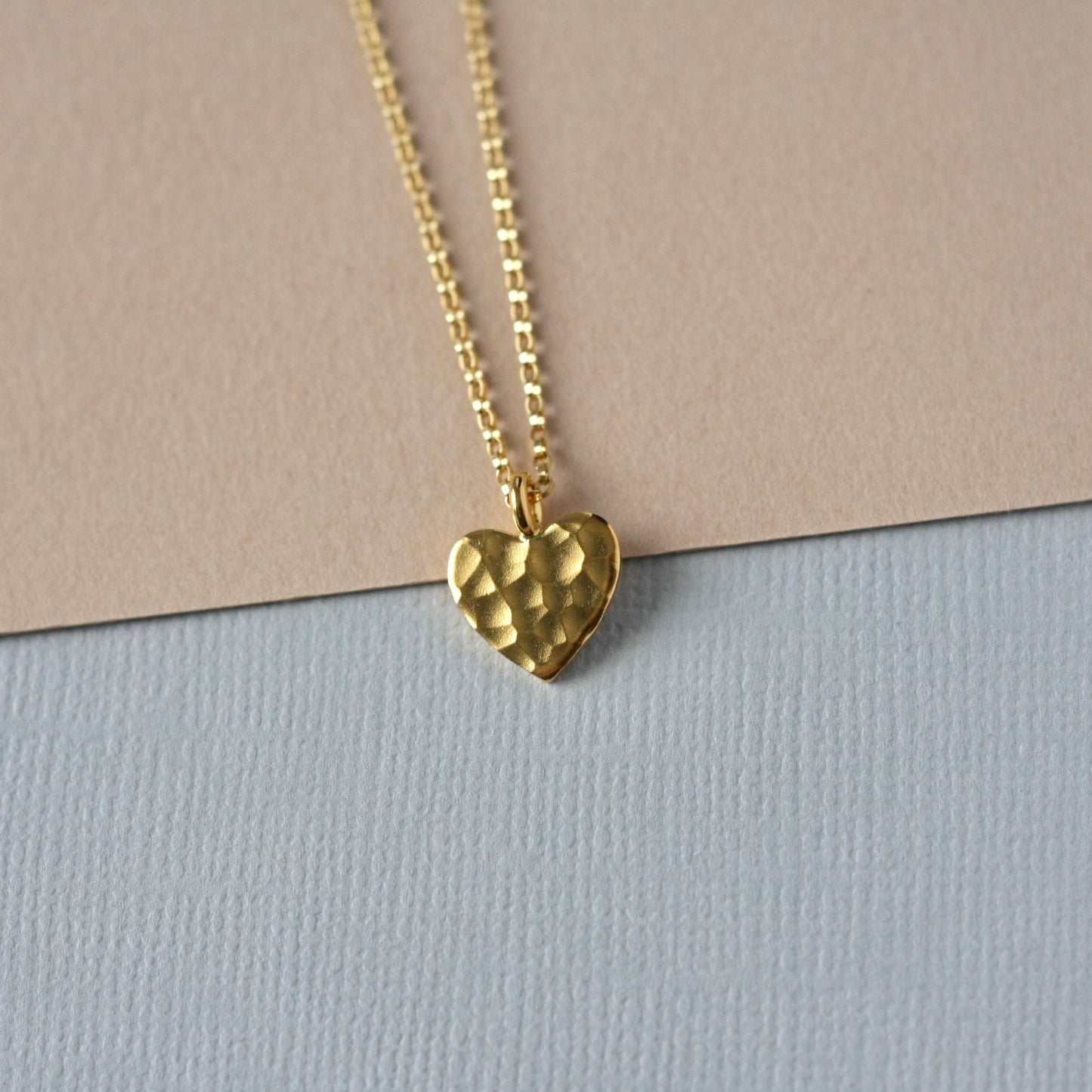 Minimalist Hammered Gold Vermeil Heart Necklace