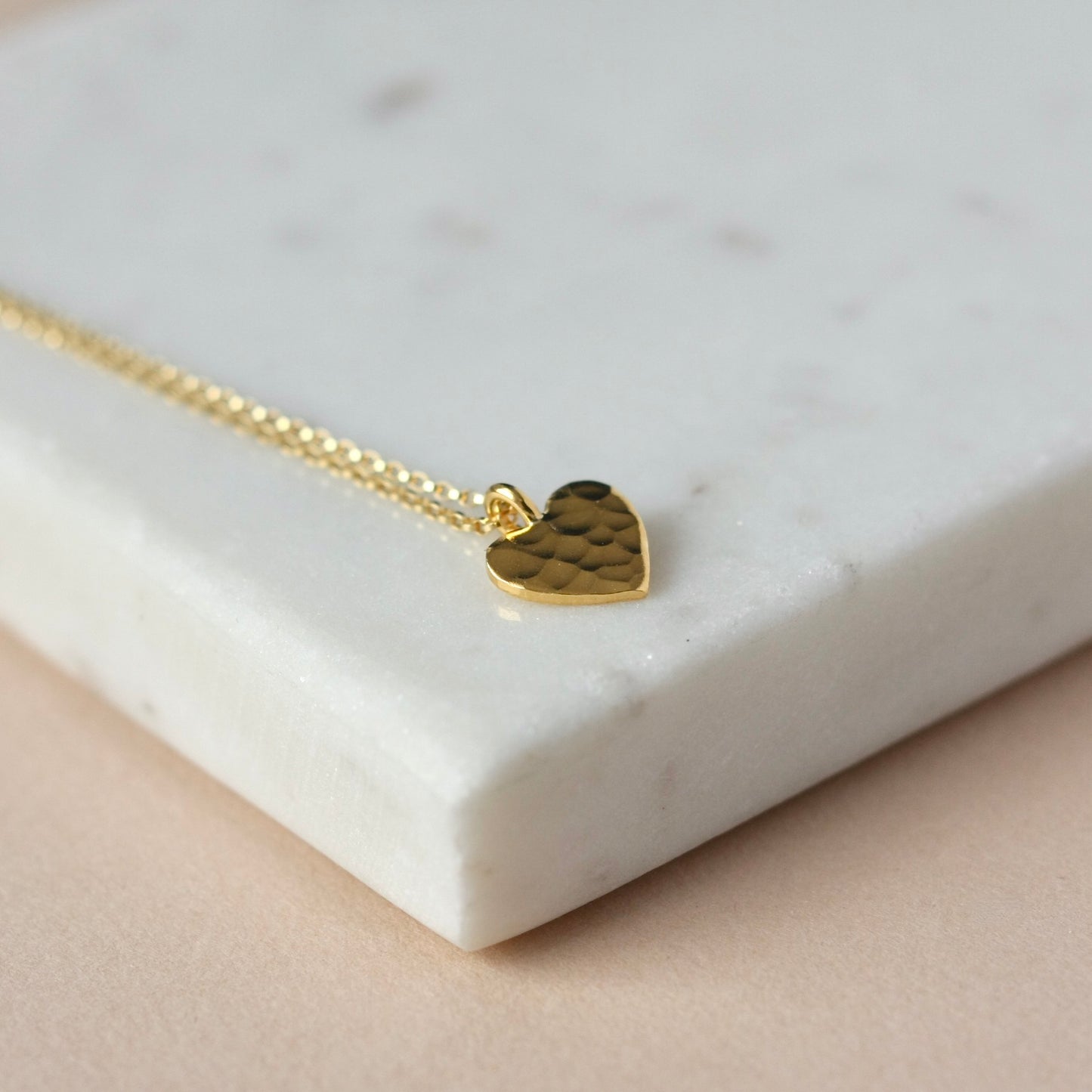 Minimalist Hammered Gold Vermeil Heart Necklace