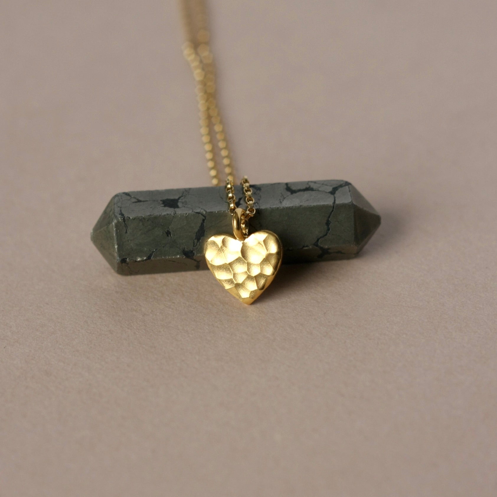 Minimalist Hammered Gold Vermeil Heart Necklace