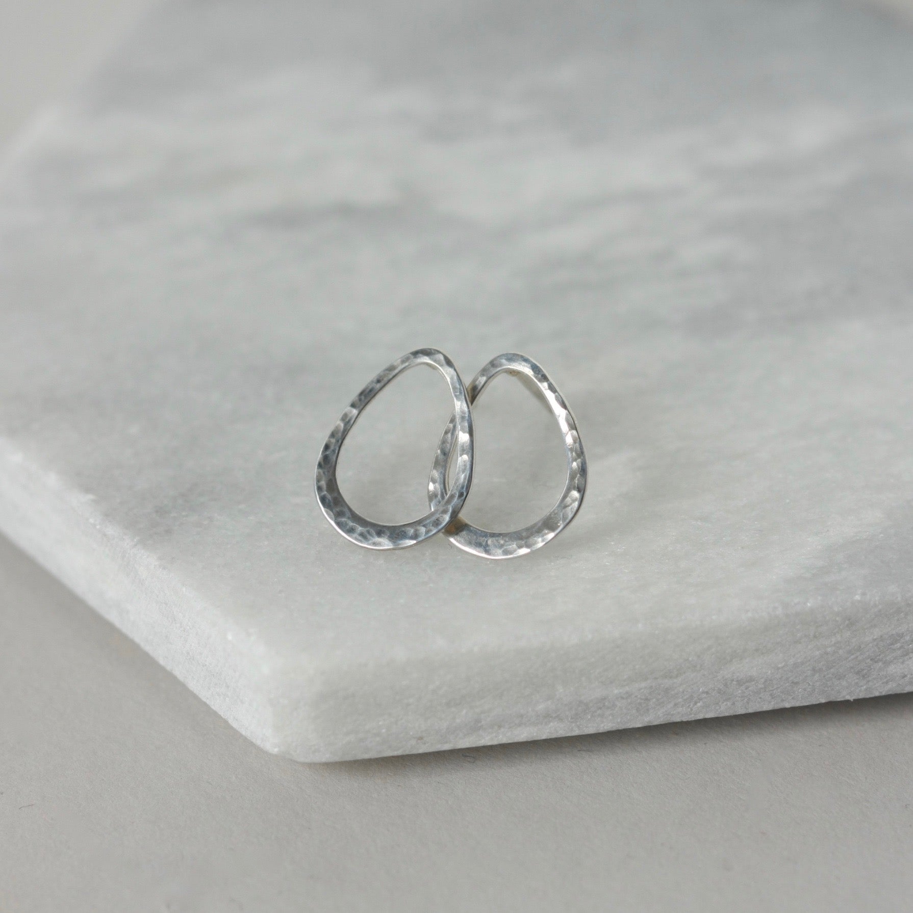 Sterling Silver Hammered Teardrop Stud Earrings